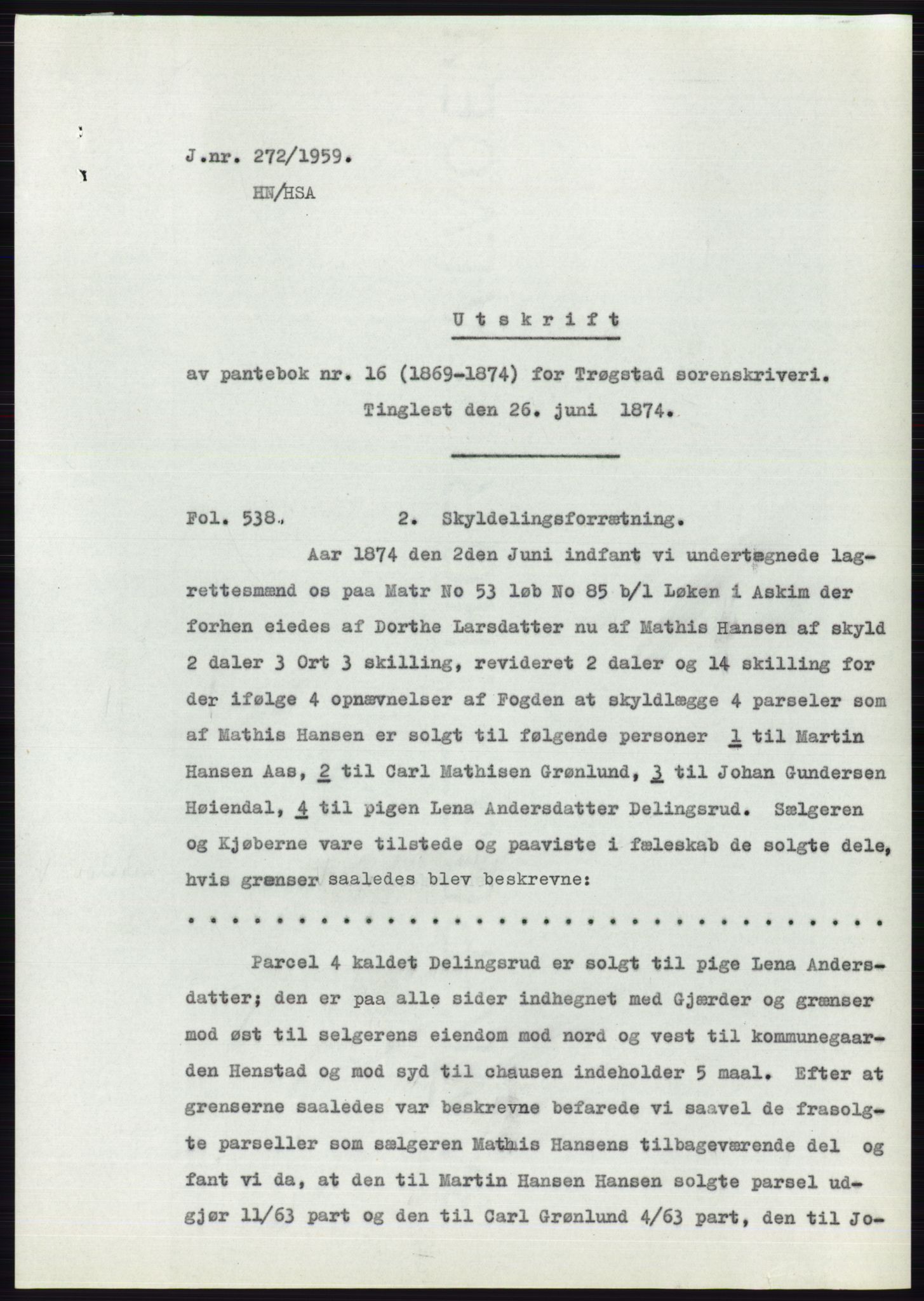Statsarkivet i Oslo, SAO/A-10621/Z/Zd/L0009: Avskrifter, j.nr 1102-1439/1958 og 2-741/1959, 1958-1959, p. 234