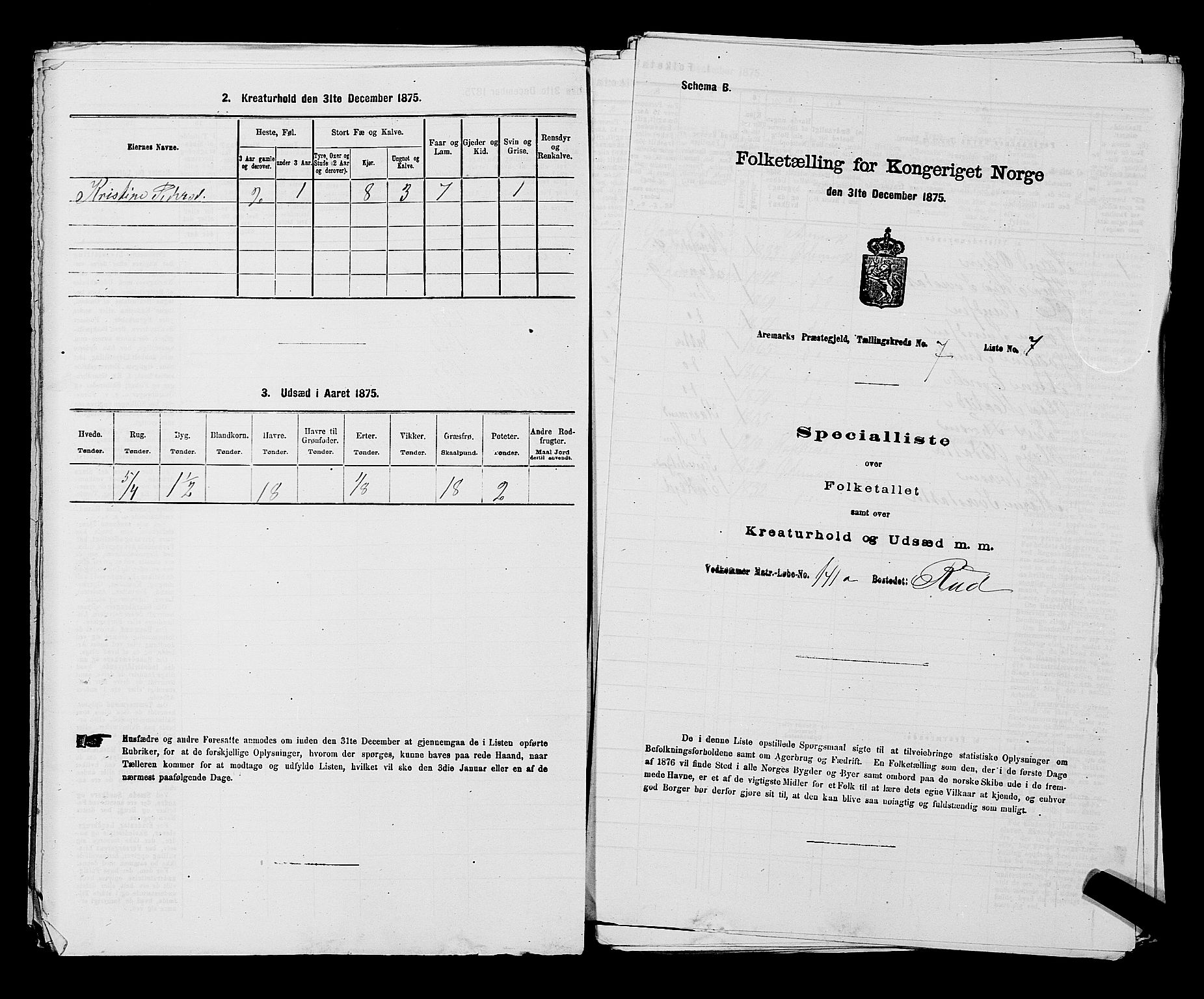 RA, 1875 census for 0118P Aremark, 1875, p. 986