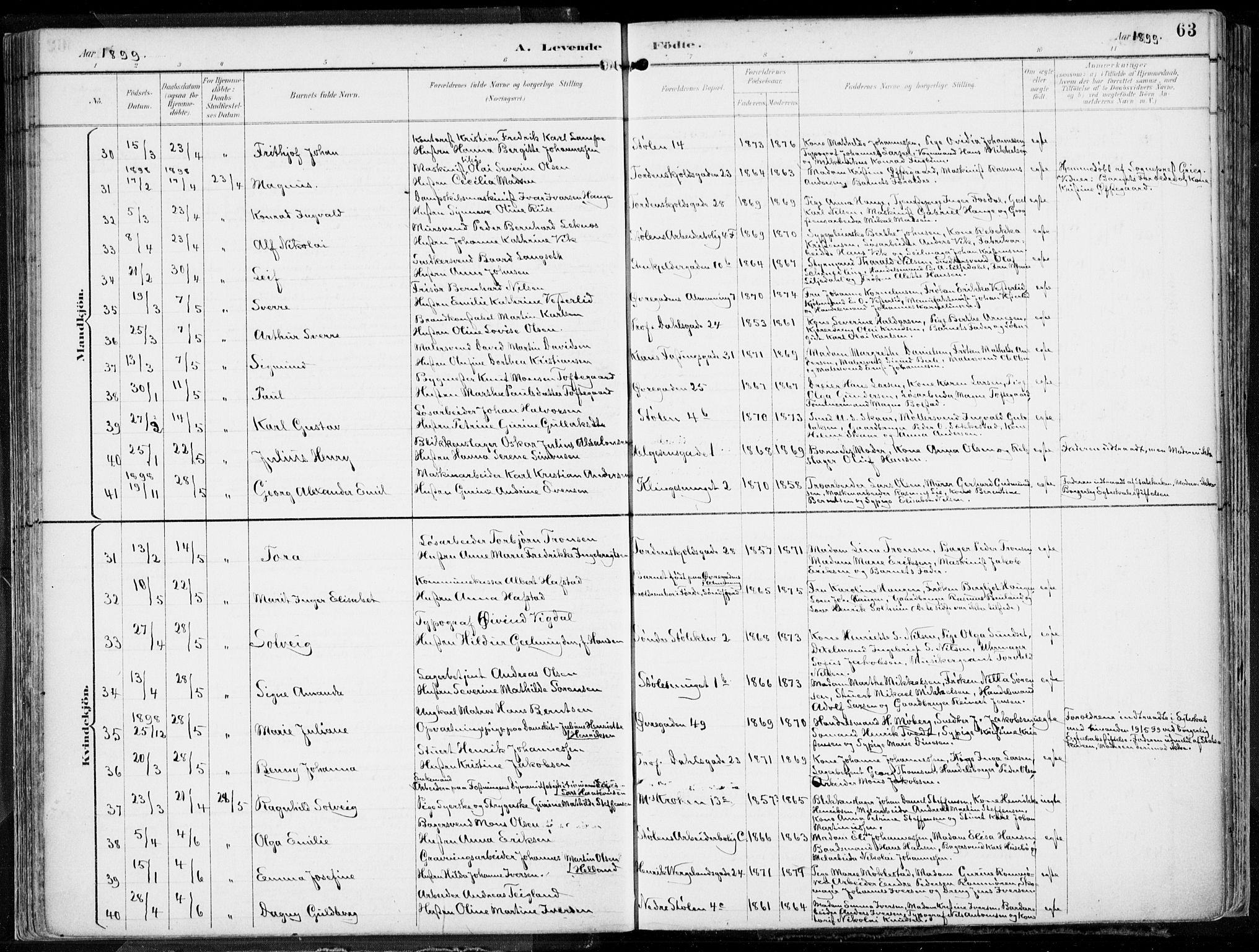 Mariakirken Sokneprestembete, SAB/A-76901/H/Hab/L0005: Parish register (copy) no. A 5, 1893-1913, p. 63