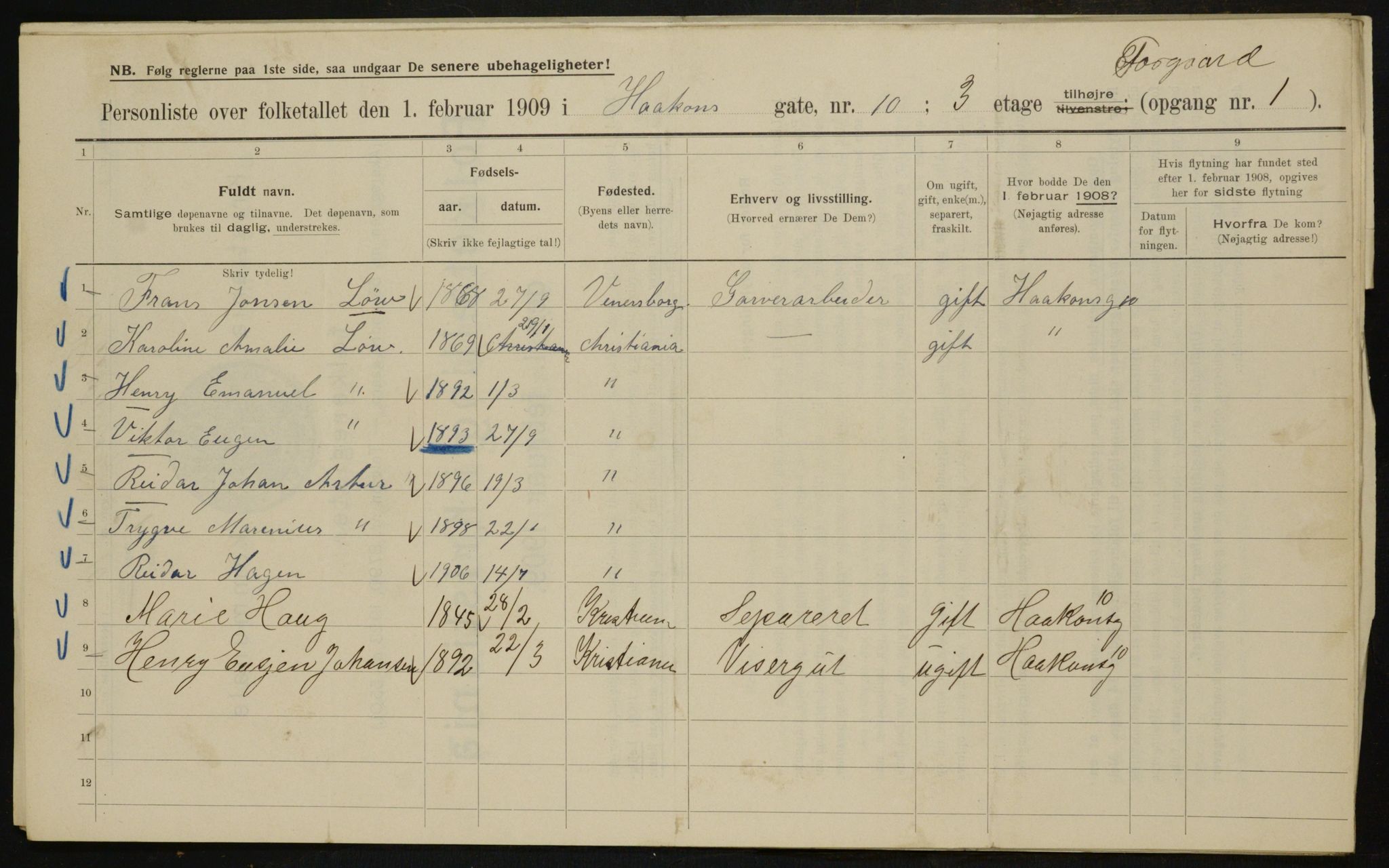 OBA, Municipal Census 1909 for Kristiania, 1909, p. 38805