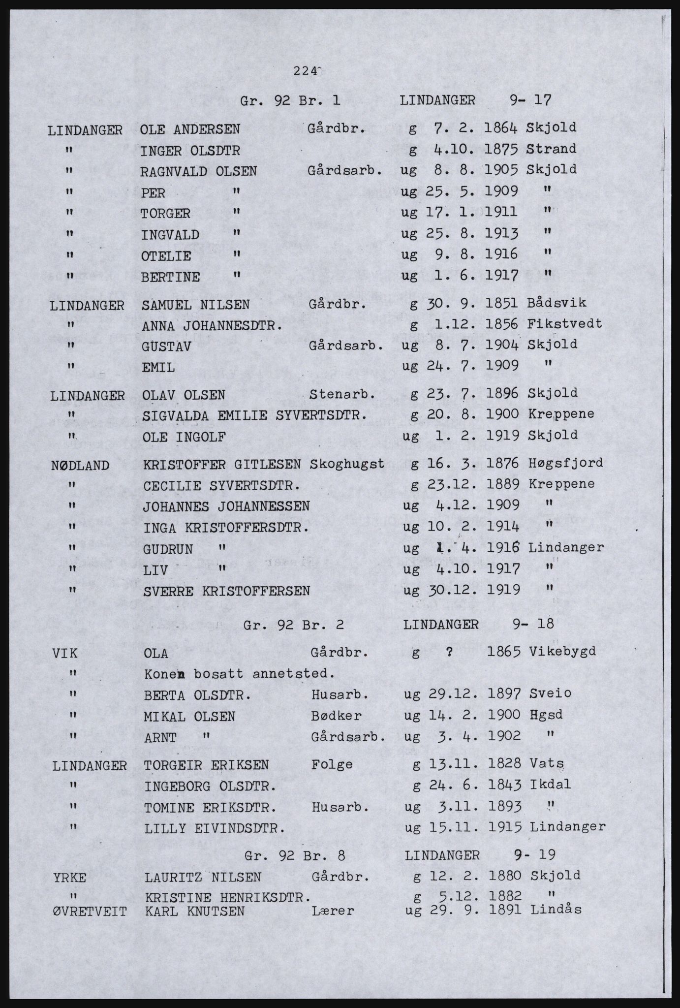 SAST, Copy of 1920 census for the Northern Rogaland, 1920, p. 240