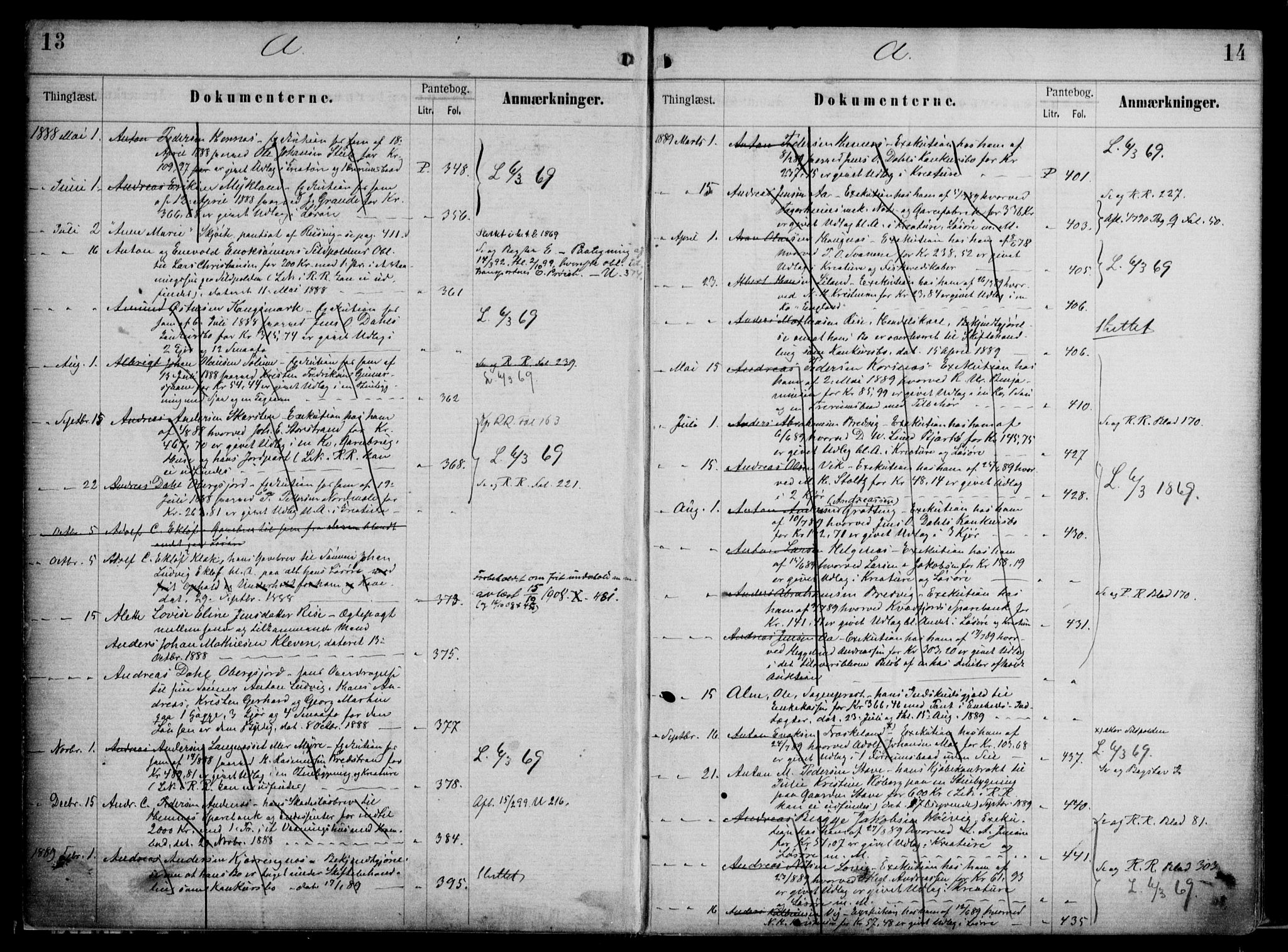 Vesterålen sorenskriveri, SAT/A-4180/1/2/2B/L0005: Mortgage register no. 5, 1887-1913, p. 13-14