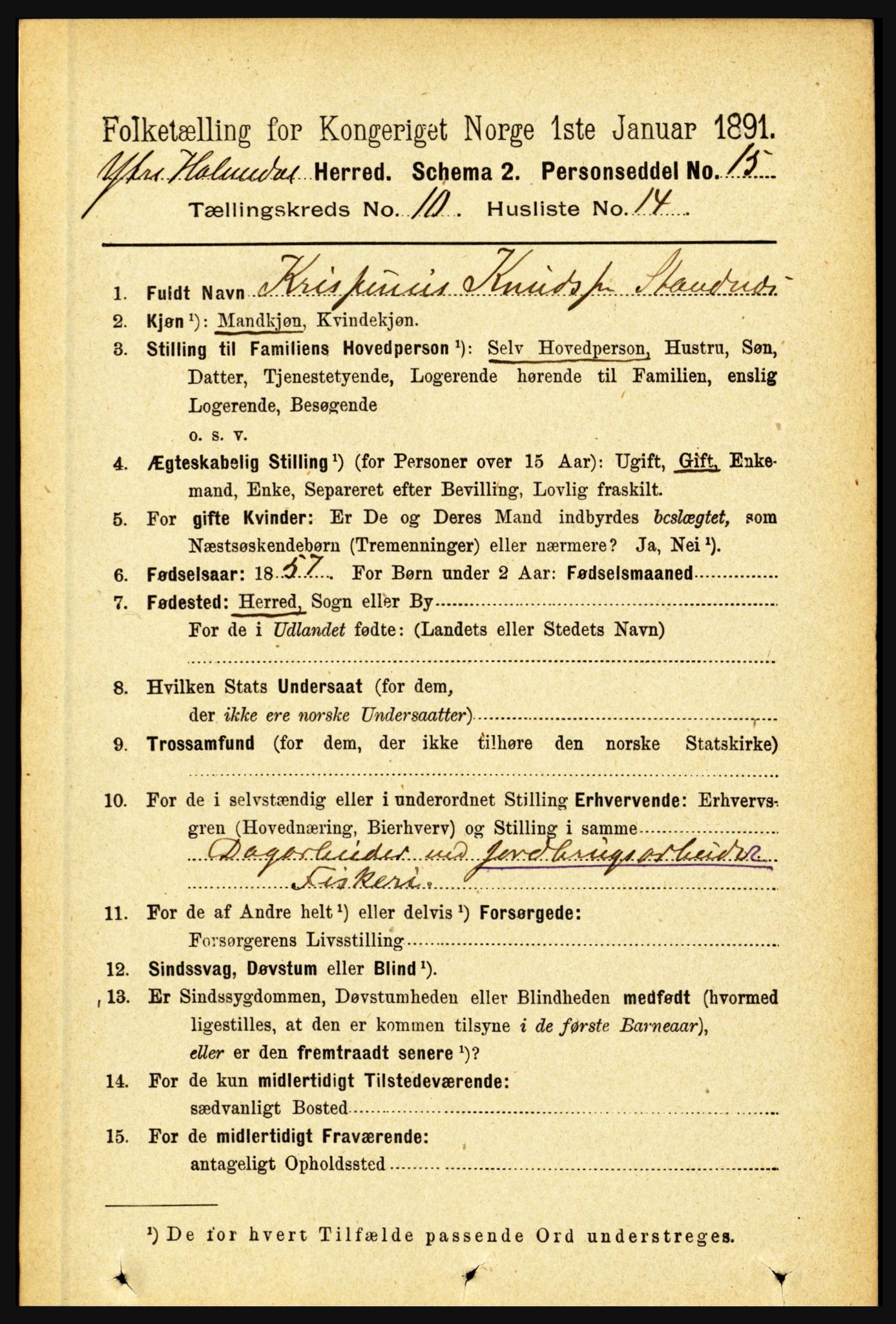 RA, 1891 census for 1429 Ytre Holmedal, 1891, p. 2395