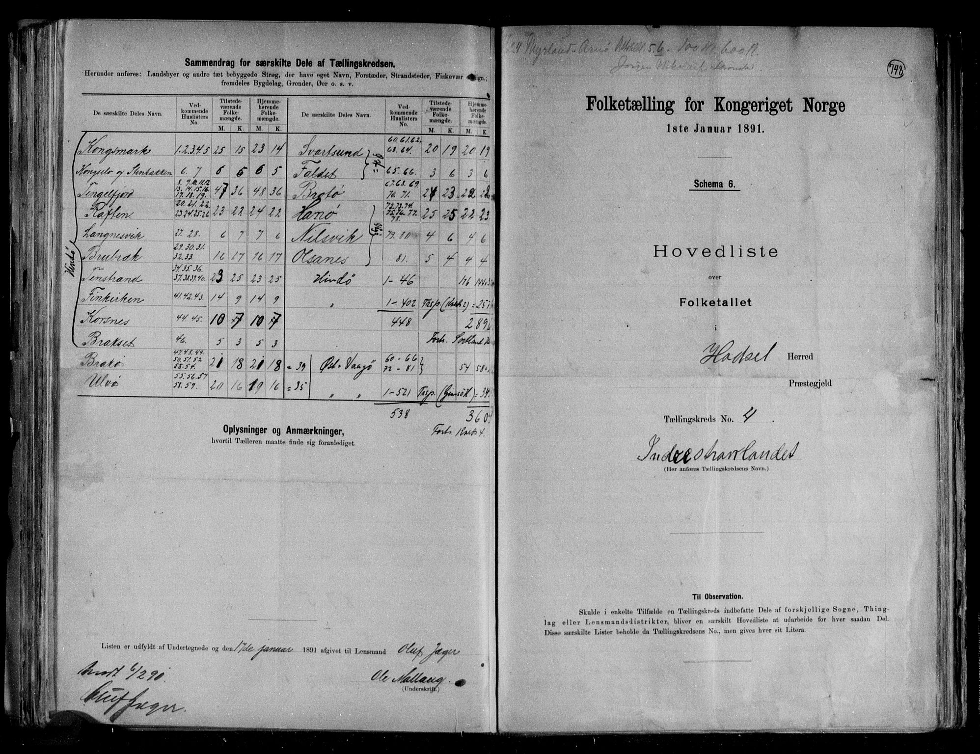 RA, 1891 census for 1866 Hadsel, 1891, p. 12