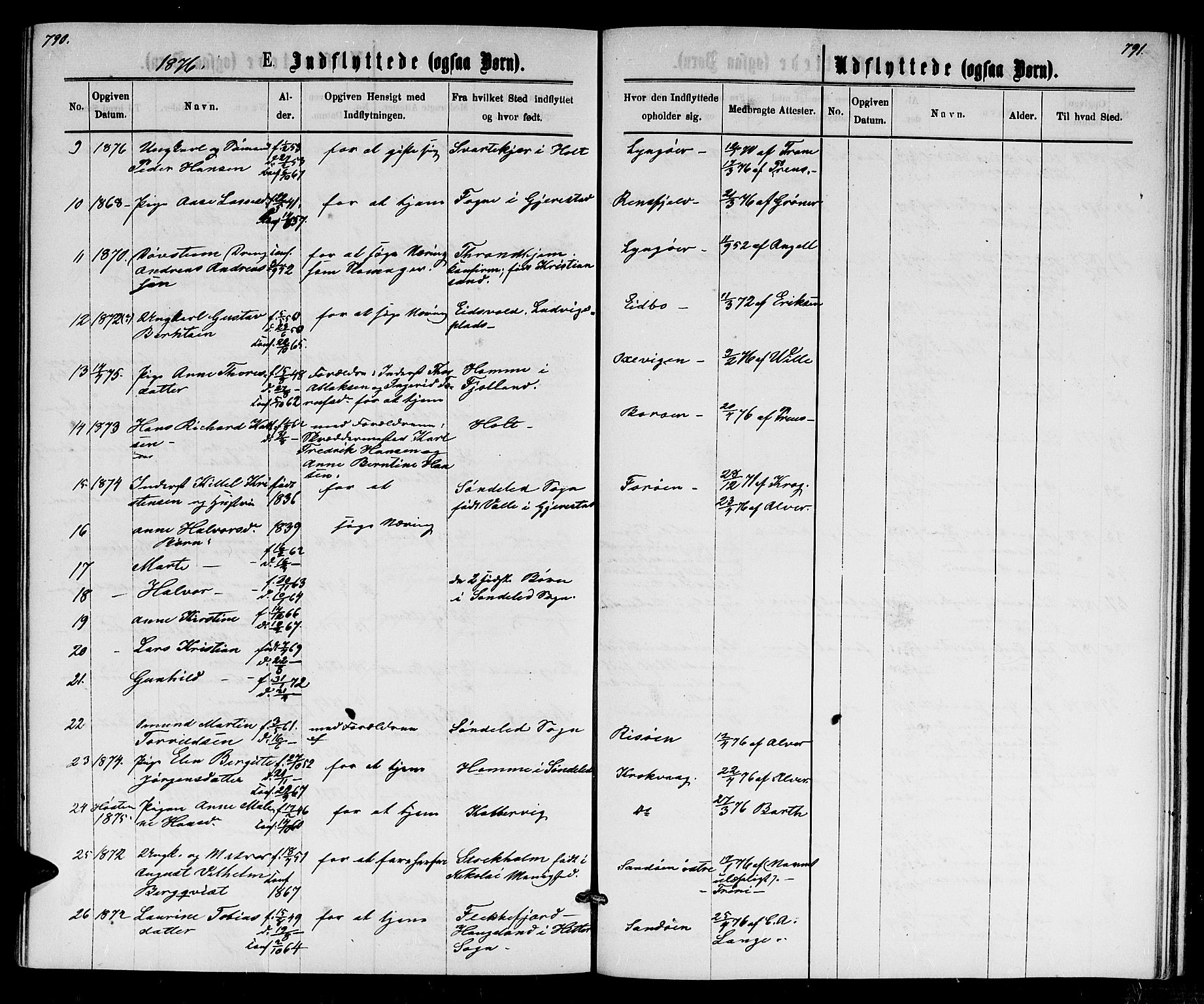 Dypvåg sokneprestkontor, AV/SAK-1111-0007/F/Fb/Fba/L0012: Parish register (copy) no. B 12, 1872-1886, p. 790-791