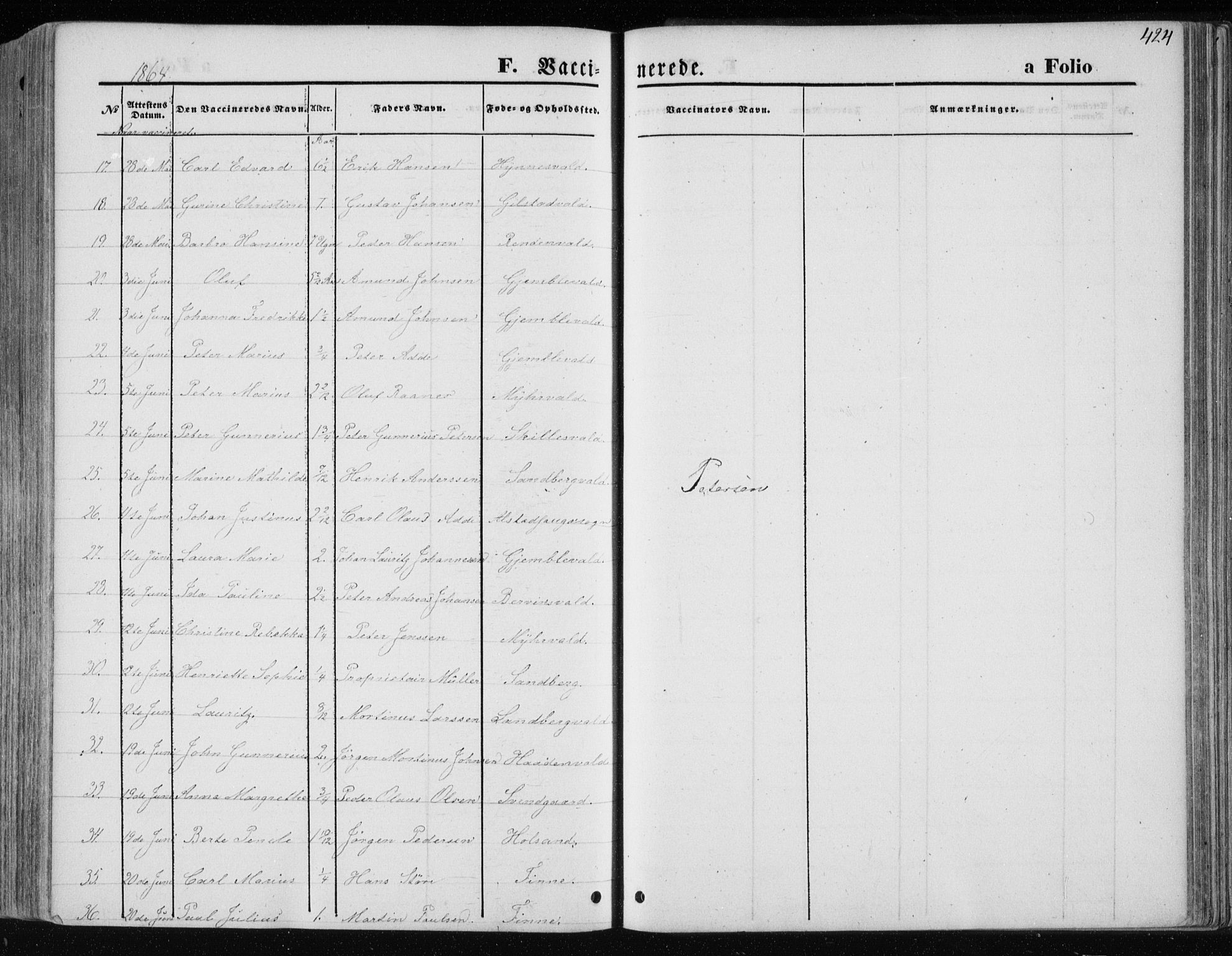 Ministerialprotokoller, klokkerbøker og fødselsregistre - Nord-Trøndelag, SAT/A-1458/717/L0157: Parish register (official) no. 717A08 /1, 1863-1877, p. 424