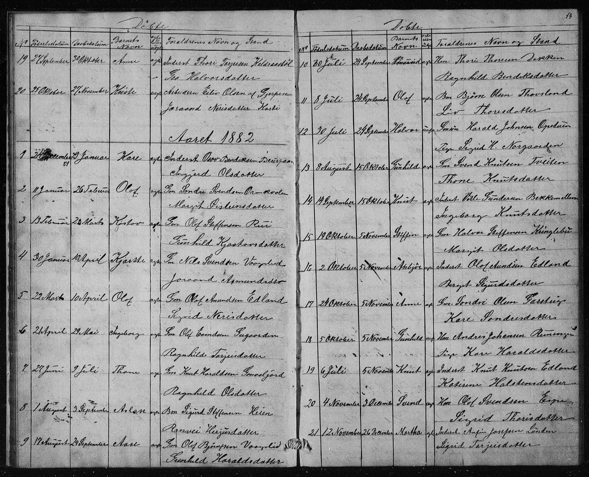 Vinje kirkebøker, SAKO/A-312/G/Gc/L0001: Parish register (copy) no. III 1, 1850-1893, p. 14