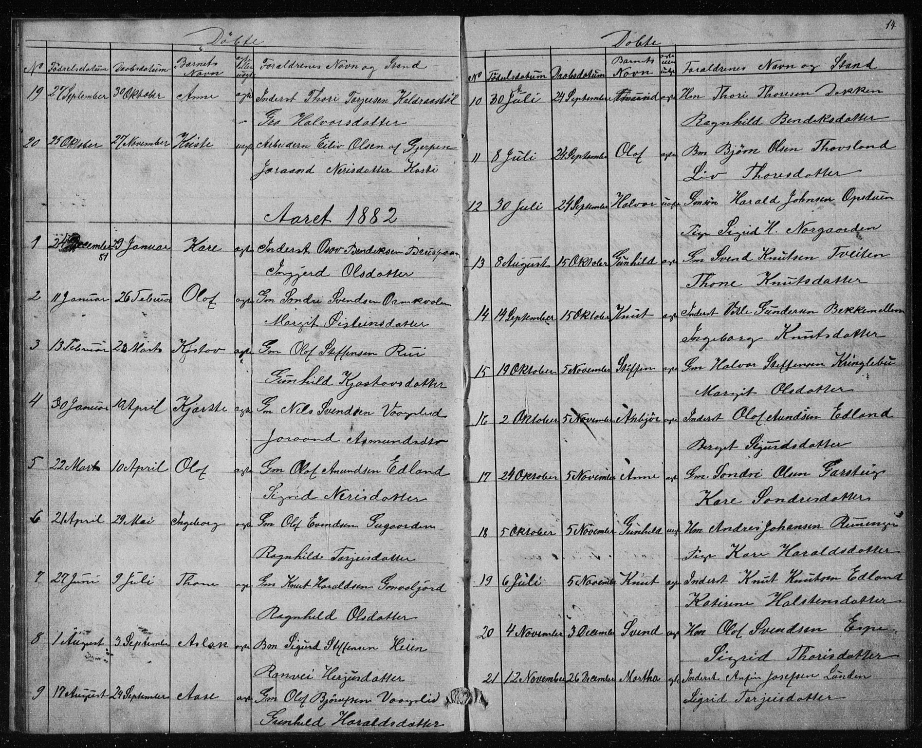 Vinje kirkebøker, AV/SAKO-A-312/G/Gc/L0001: Parish register (copy) no. III 1, 1850-1893, p. 14