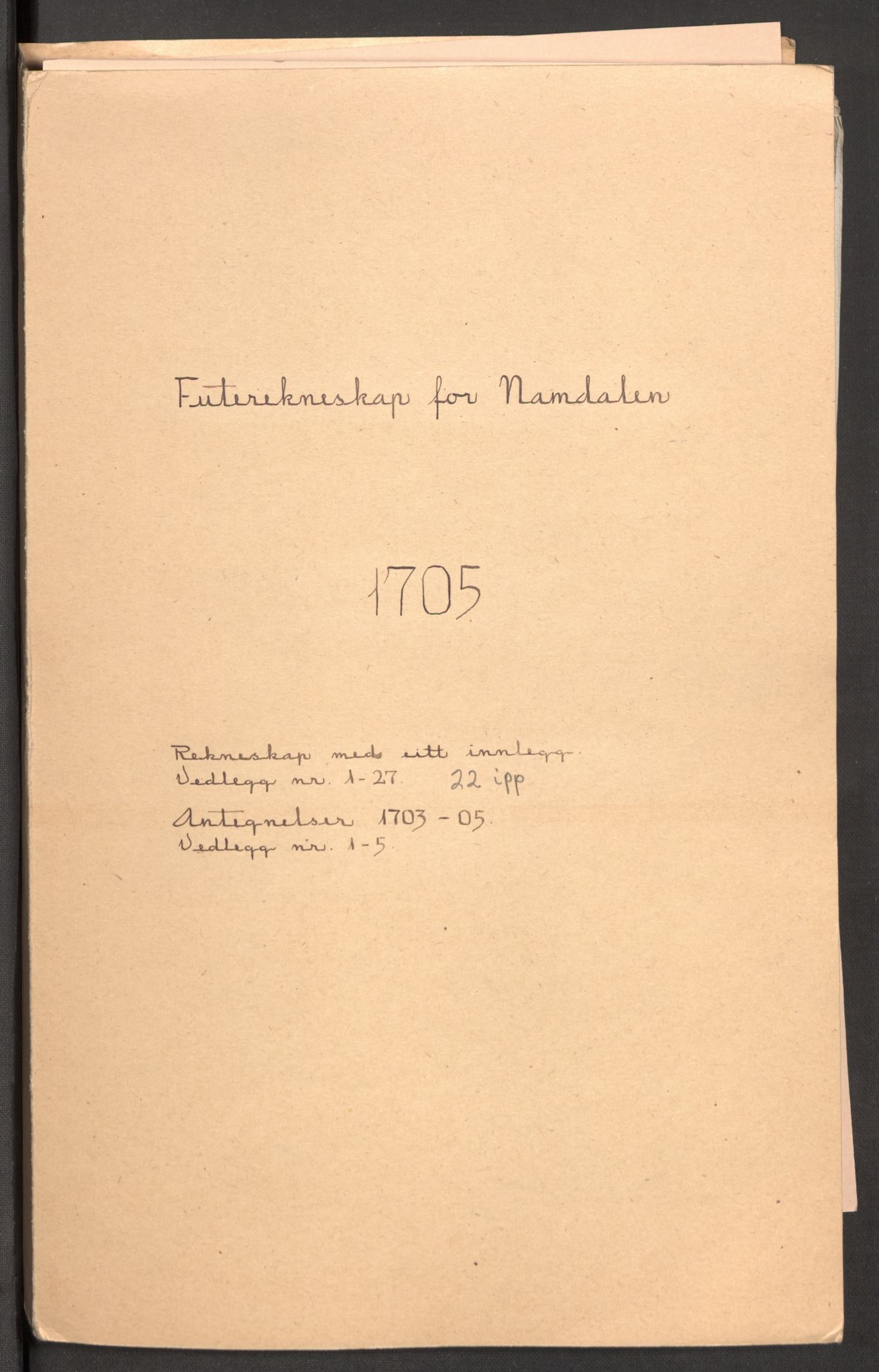 Rentekammeret inntil 1814, Reviderte regnskaper, Fogderegnskap, RA/EA-4092/R64/L4429: Fogderegnskap Namdal, 1705-1706, p. 2