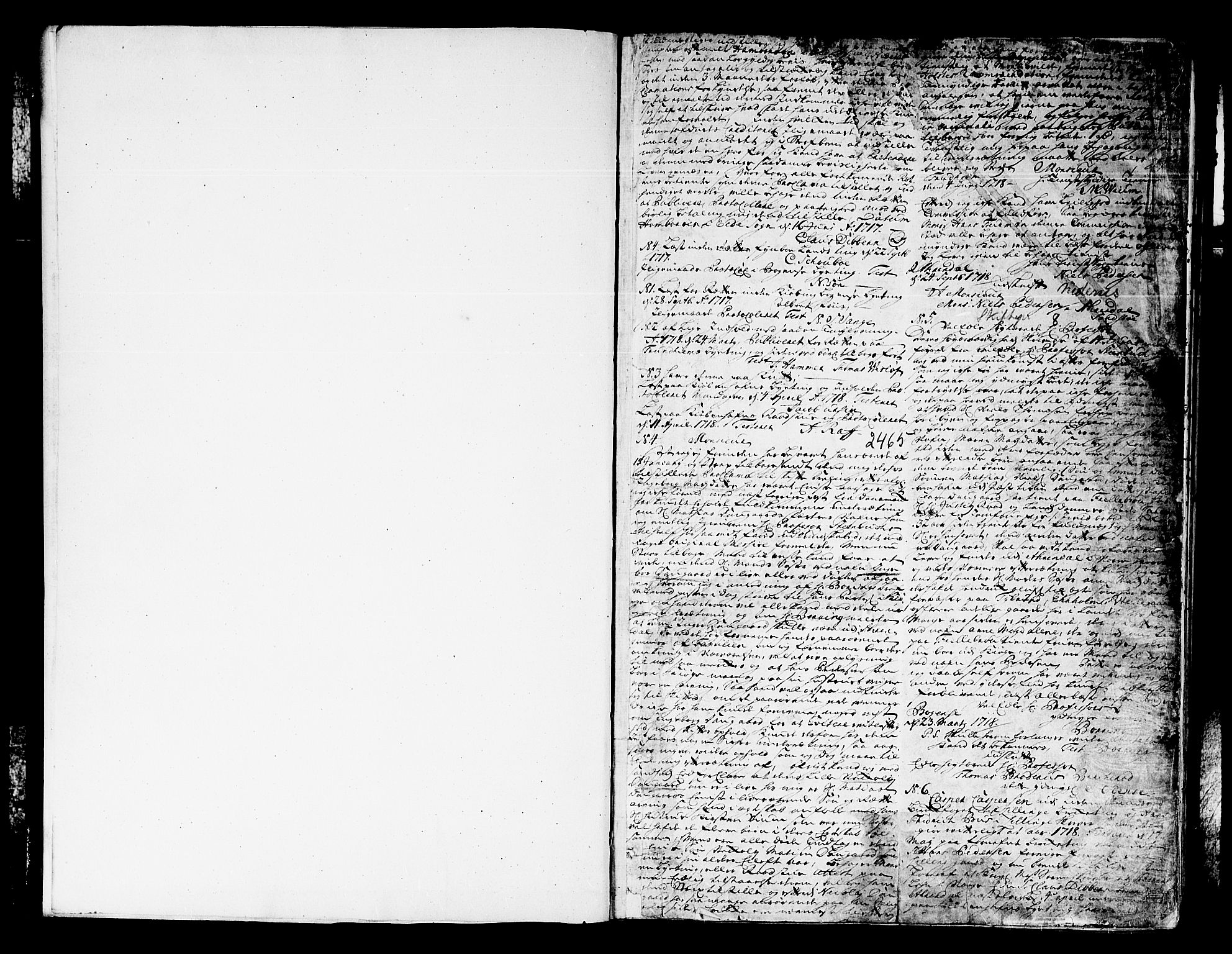 Nedenes sorenskriveri før 1824, SAK/1221-0007/H/Hc/L0008: Skifteprotokoll med register nr 8a, 1718-1725, p. 4b-5a