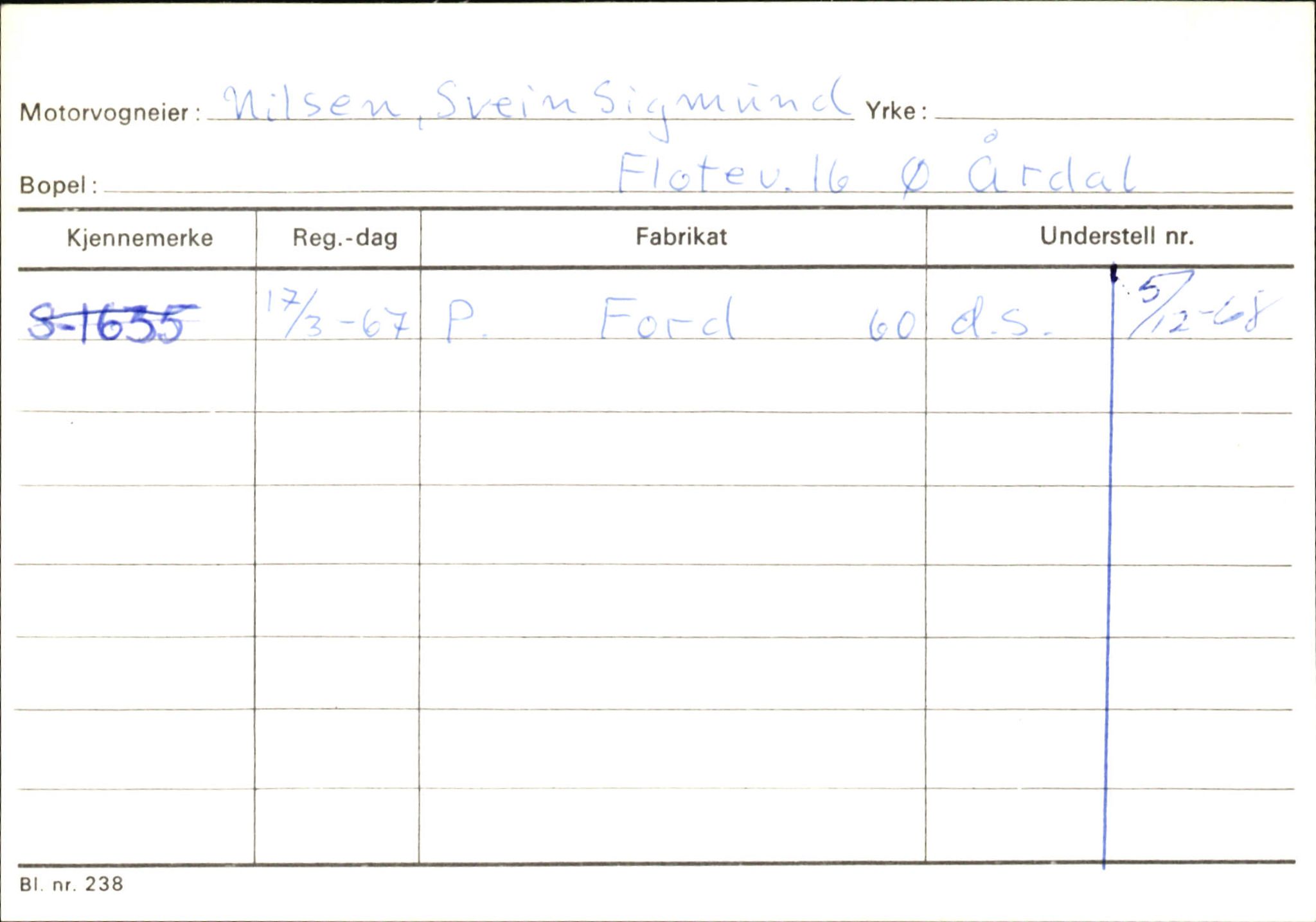 Statens vegvesen, Sogn og Fjordane vegkontor, AV/SAB-A-5301/4/F/L0145: Registerkort Vågsøy S-Å. Årdal I-P, 1945-1975, p. 2067