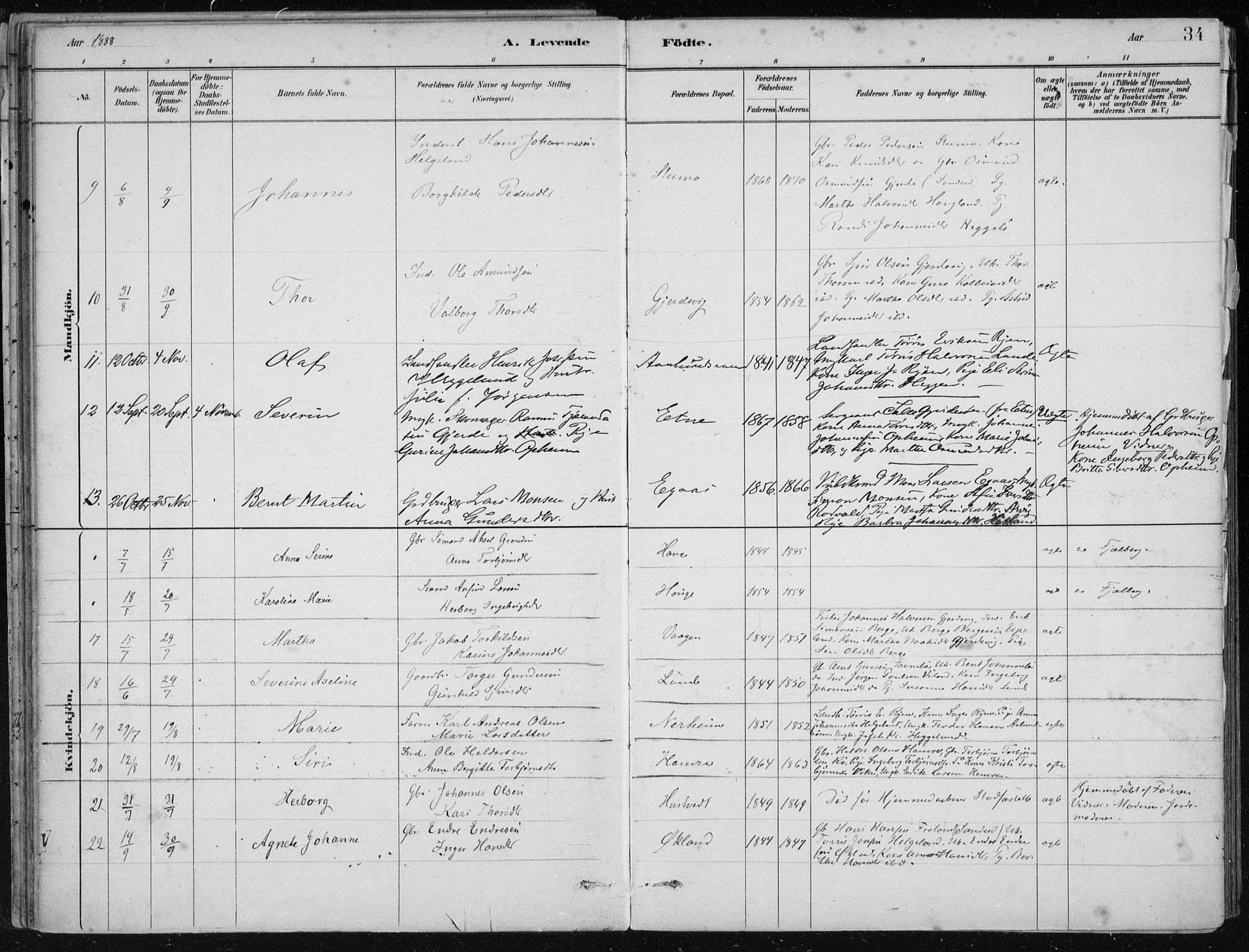 Fjelberg sokneprestembete, AV/SAB-A-75201/H/Haa: Parish register (official) no. D 1, 1879-1918, p. 34