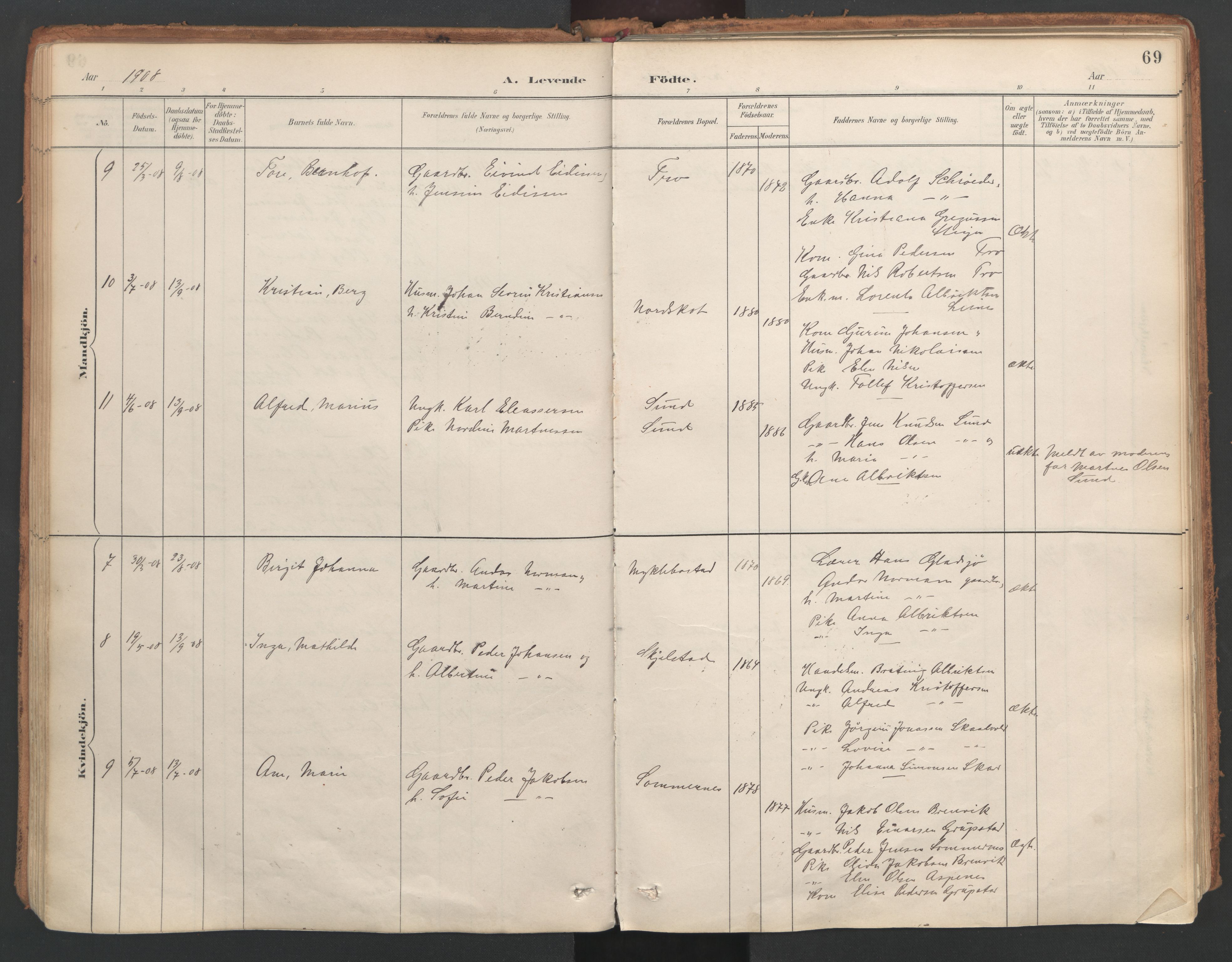 Ministerialprotokoller, klokkerbøker og fødselsregistre - Nordland, AV/SAT-A-1459/857/L0822: Parish register (official) no. 857A02, 1890-1917, p. 69