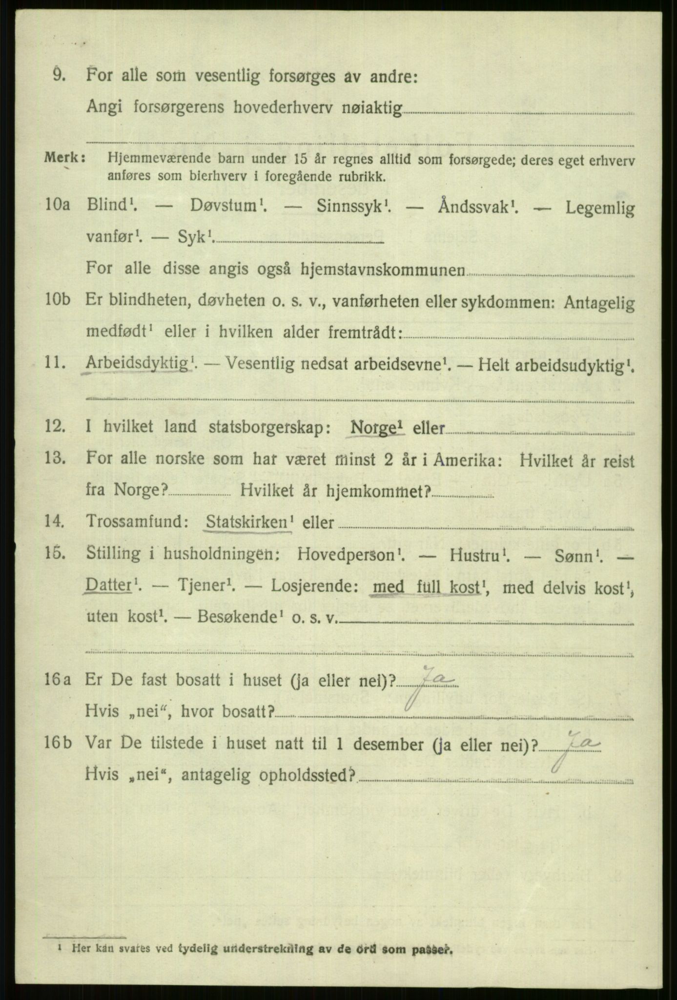 SAB, 1920 census for Vossestrand, 1920, p. 2381