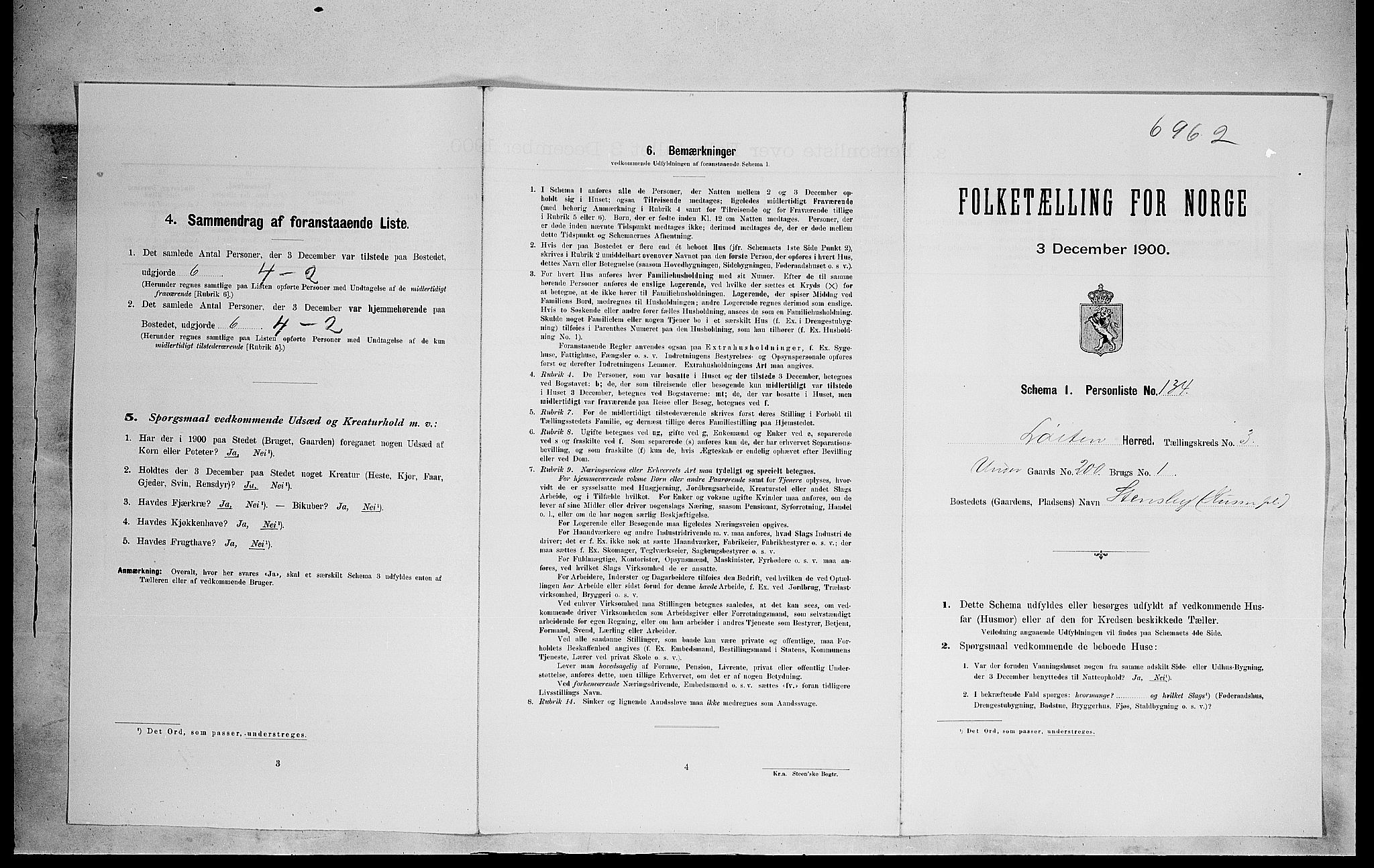 SAH, 1900 census for Løten, 1900, p. 1043