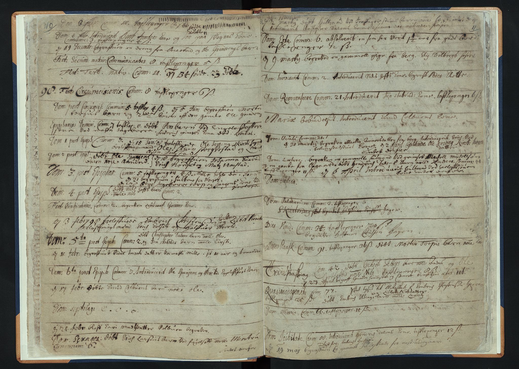 Løten prestekontor, SAH/PREST-022/K/Ka/L0001: Parish register (official) no. 1, 1694-1711, p. 10-11