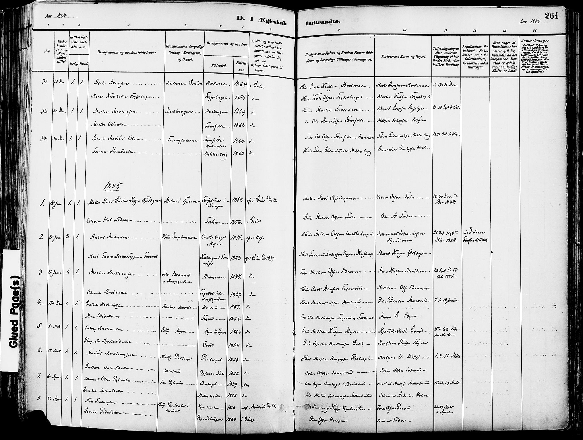 Grue prestekontor, SAH/PREST-036/H/Ha/Haa/L0012: Parish register (official) no. 12, 1881-1897, p. 264
