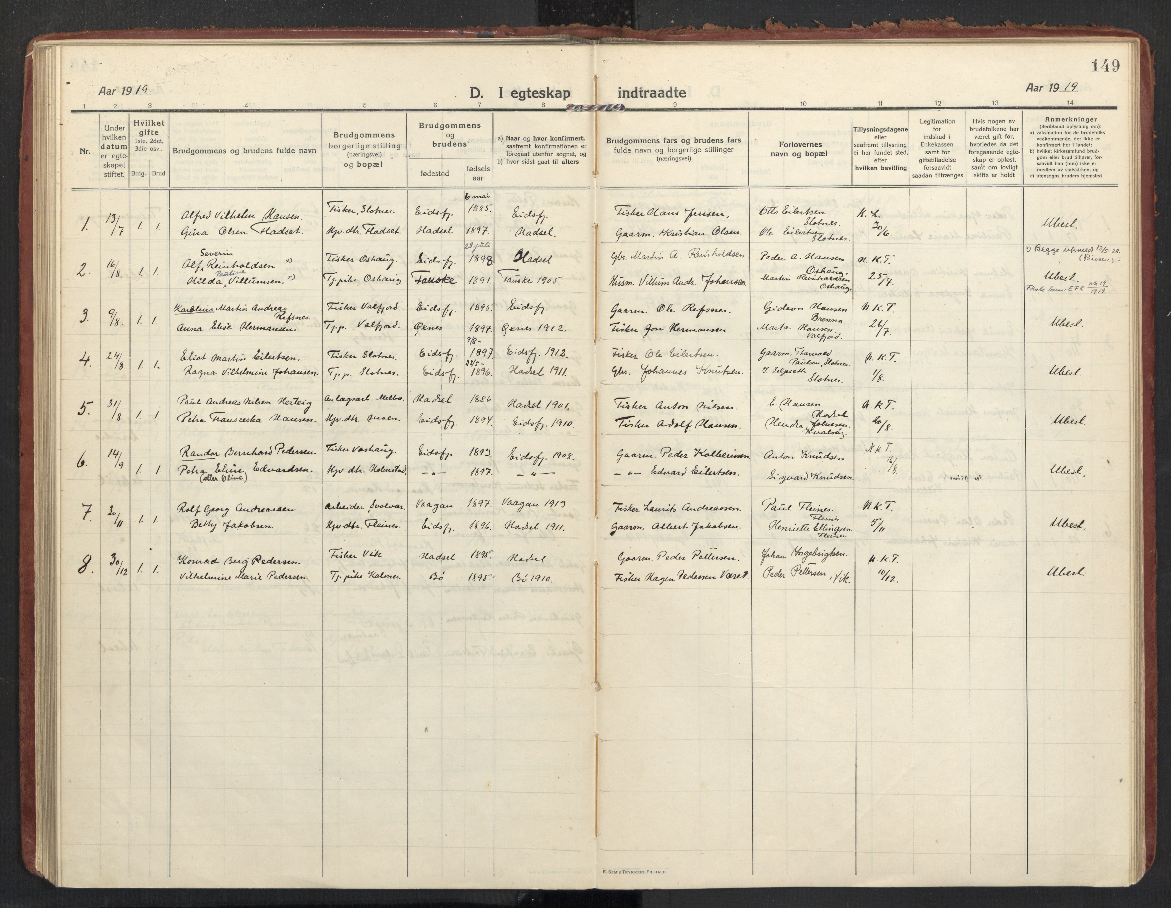 Ministerialprotokoller, klokkerbøker og fødselsregistre - Nordland, SAT/A-1459/890/L1288: Parish register (official) no. 890A03, 1915-1925, p. 149