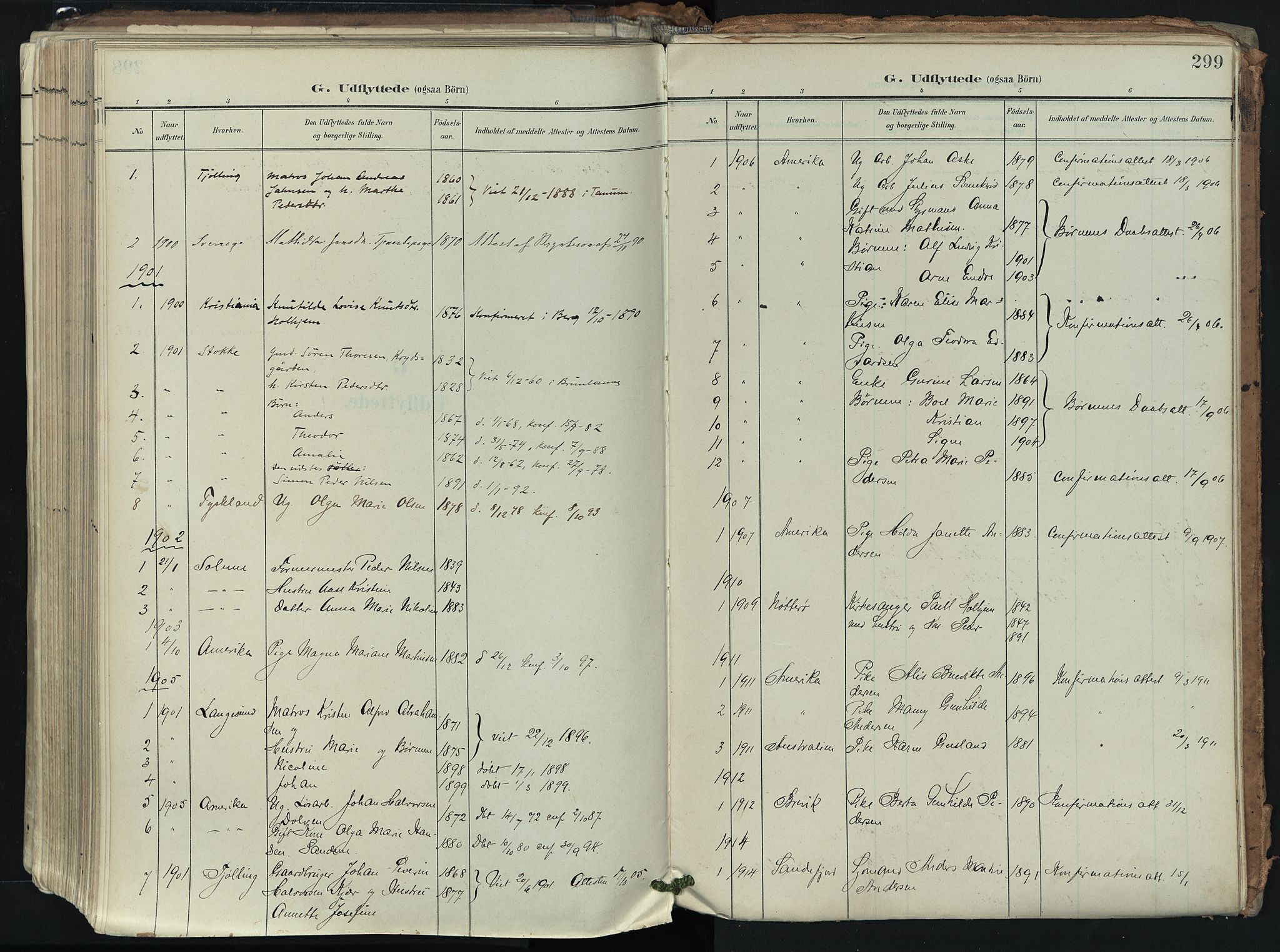 Brunlanes kirkebøker, SAKO/A-342/F/Fb/L0003: Parish register (official) no. II 3, 1900-1922, p. 299