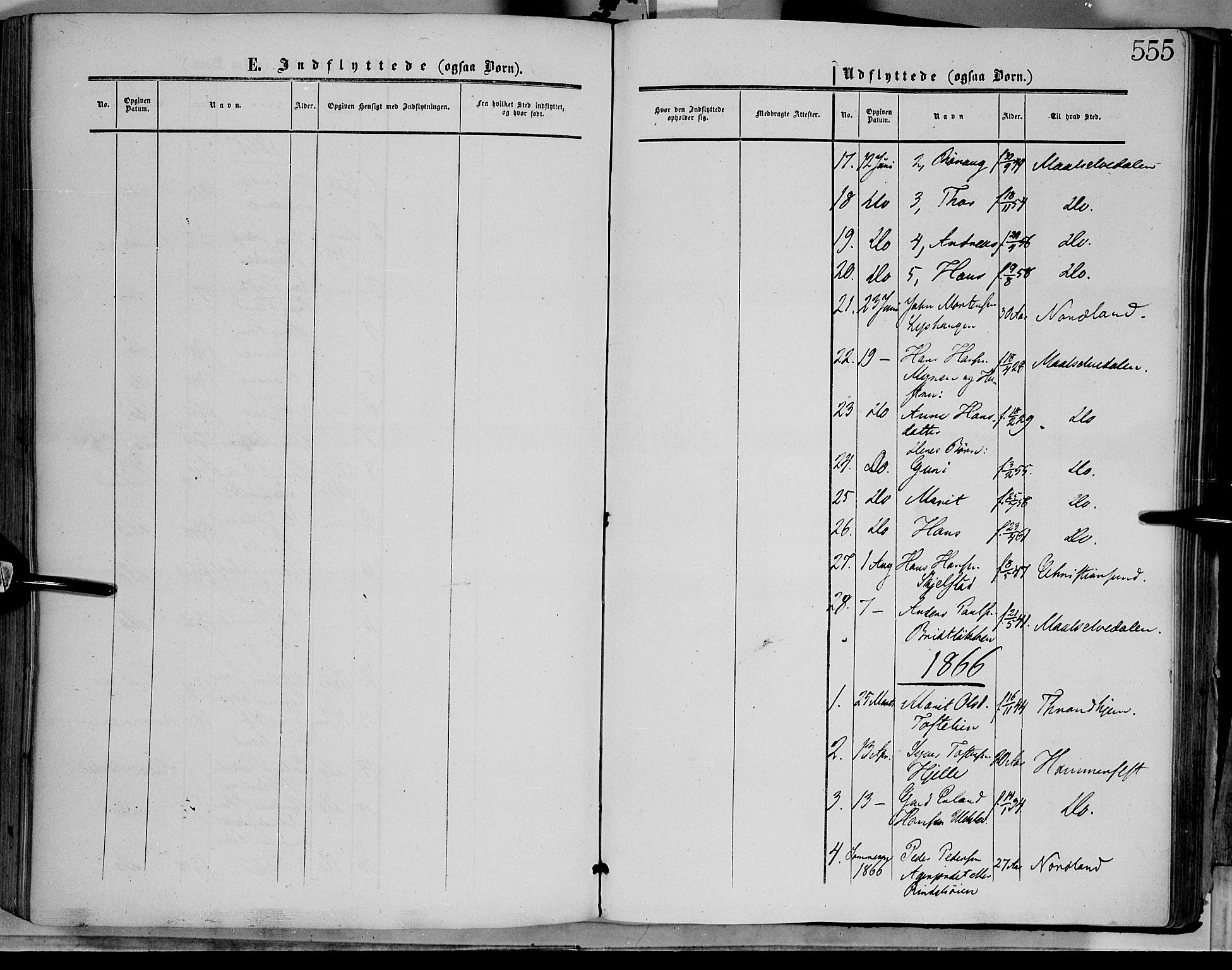 Dovre prestekontor, SAH/PREST-066/H/Ha/Haa/L0001: Parish register (official) no. 1, 1854-1878, p. 555