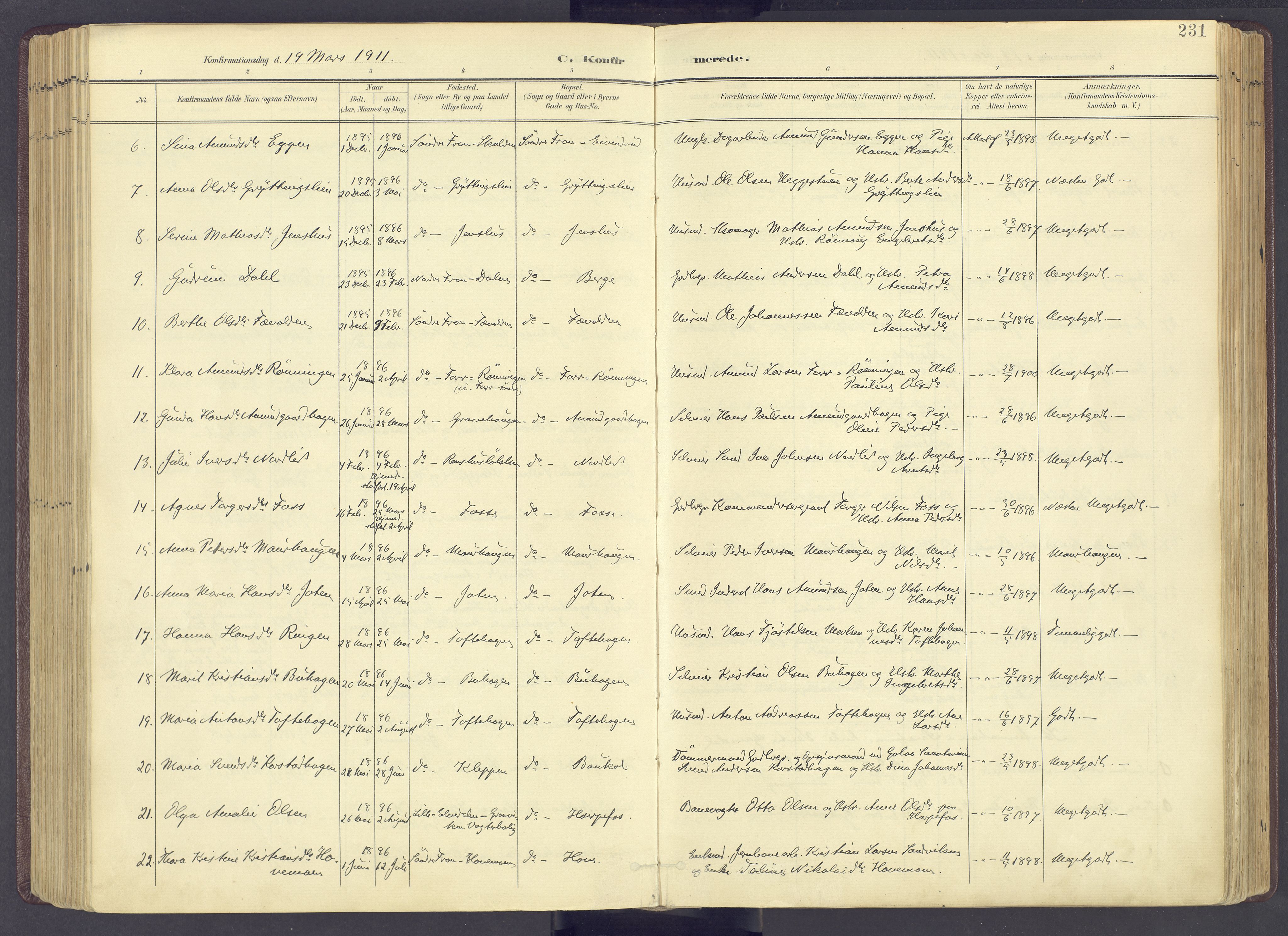 Sør-Fron prestekontor, AV/SAH-PREST-010/H/Ha/Haa/L0004: Parish register (official) no. 4, 1898-1919, p. 231