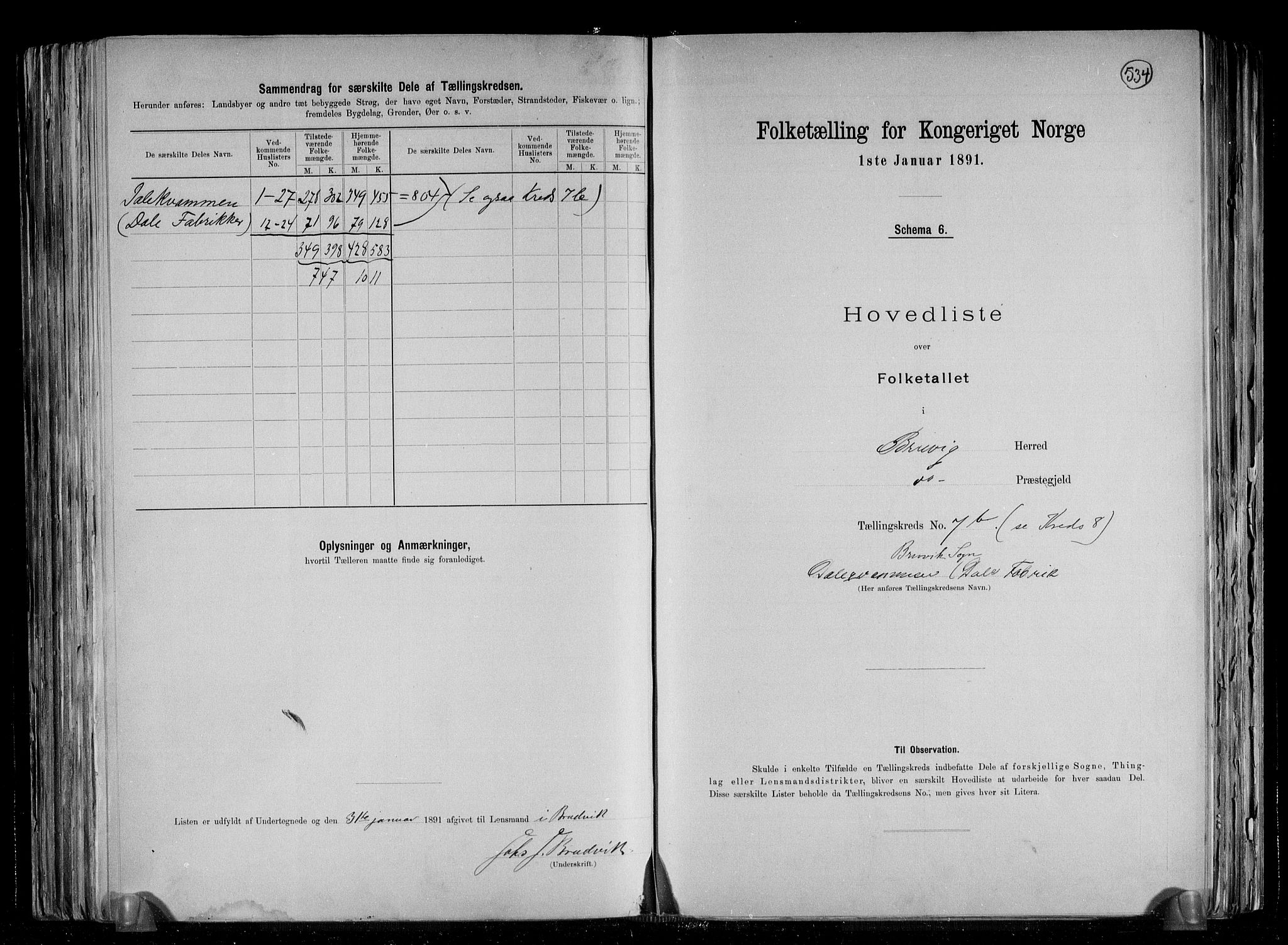 RA, 1891 census for 1251 Bruvik, 1891, p. 19