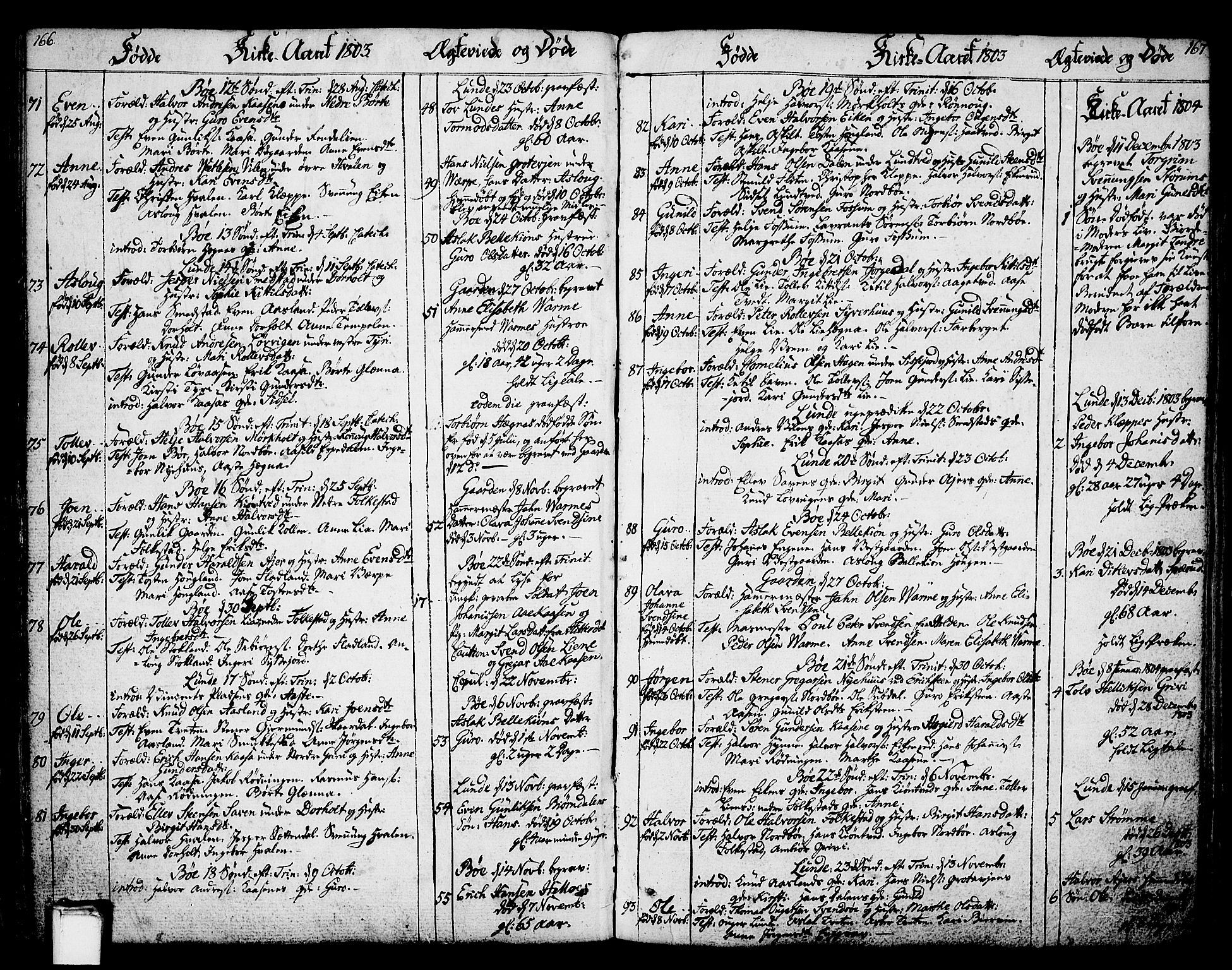 Bø kirkebøker, SAKO/A-257/F/Fa/L0005: Parish register (official) no. 5, 1785-1815, p. 166-167