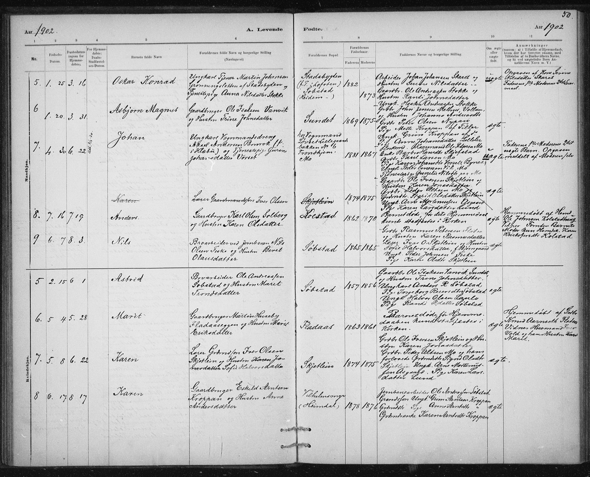Ministerialprotokoller, klokkerbøker og fødselsregistre - Sør-Trøndelag, SAT/A-1456/613/L0392: Parish register (official) no. 613A01, 1887-1906, p. 50