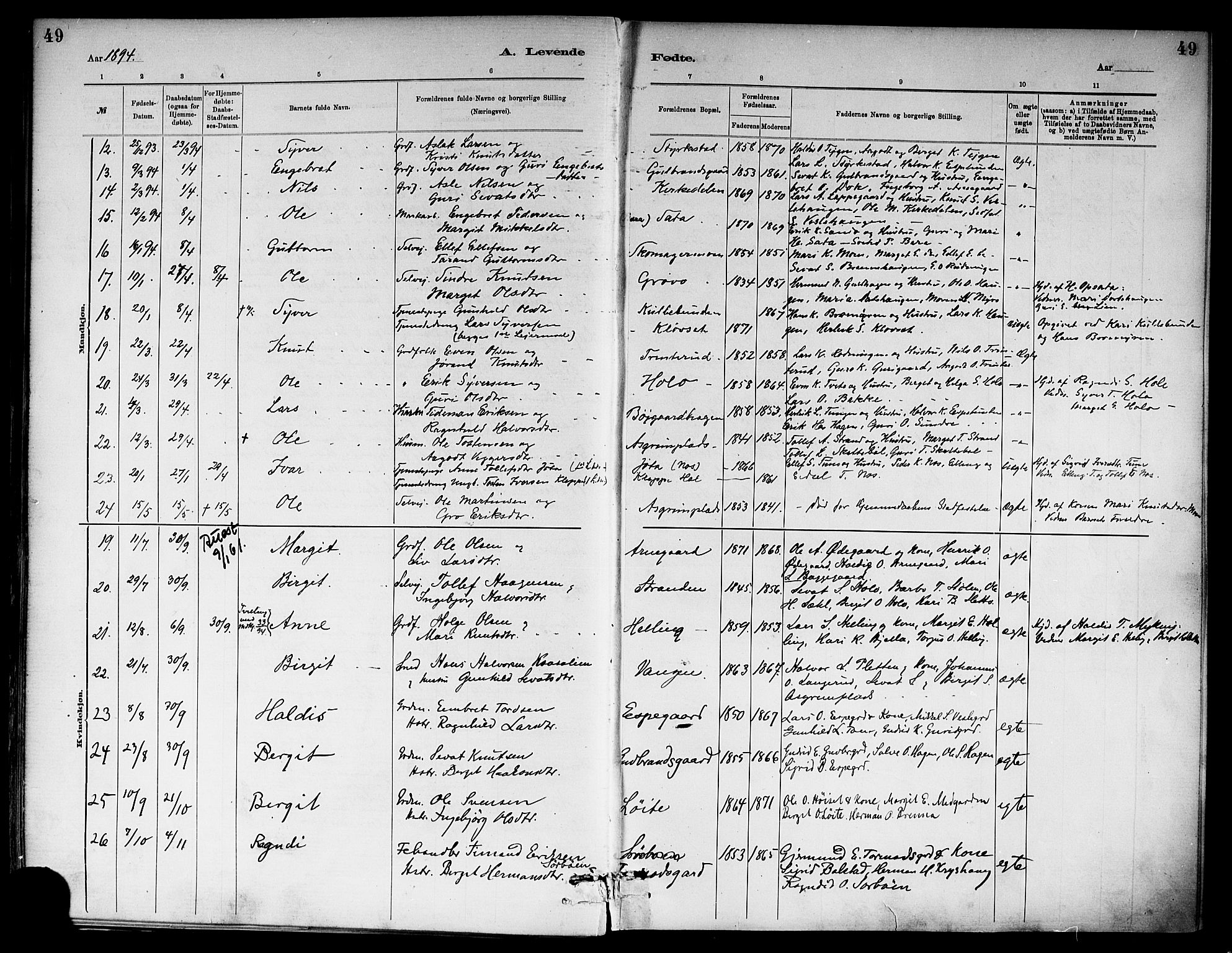 Ål kirkebøker, AV/SAKO-A-249/F/Fa/L0008: Parish register (official) no. I 8, 1882-1896, p. 49