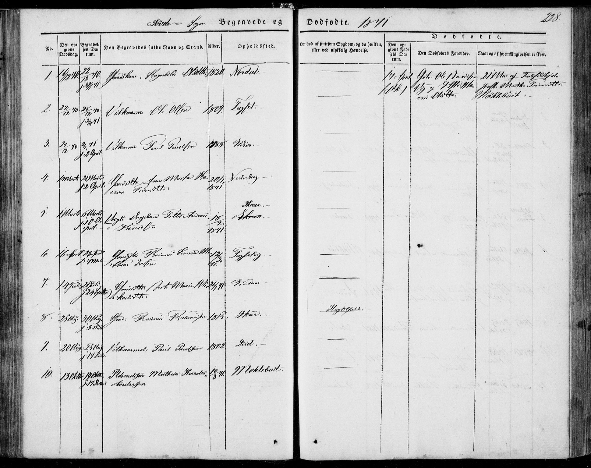 Ministerialprotokoller, klokkerbøker og fødselsregistre - Møre og Romsdal, SAT/A-1454/502/L0023: Parish register (official) no. 502A01, 1844-1873, p. 228