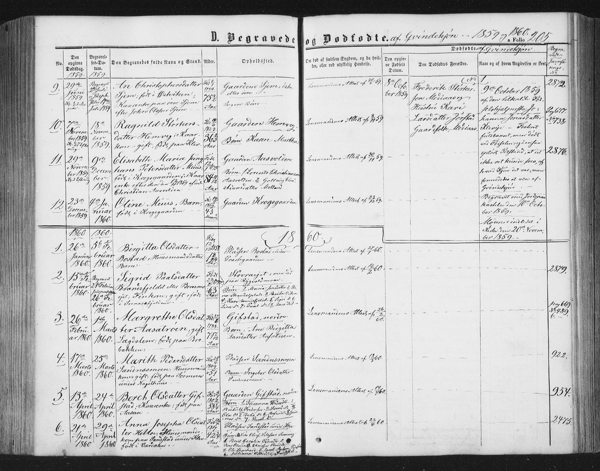 Ministerialprotokoller, klokkerbøker og fødselsregistre - Nord-Trøndelag, SAT/A-1458/749/L0472: Parish register (official) no. 749A06, 1857-1873, p. 205