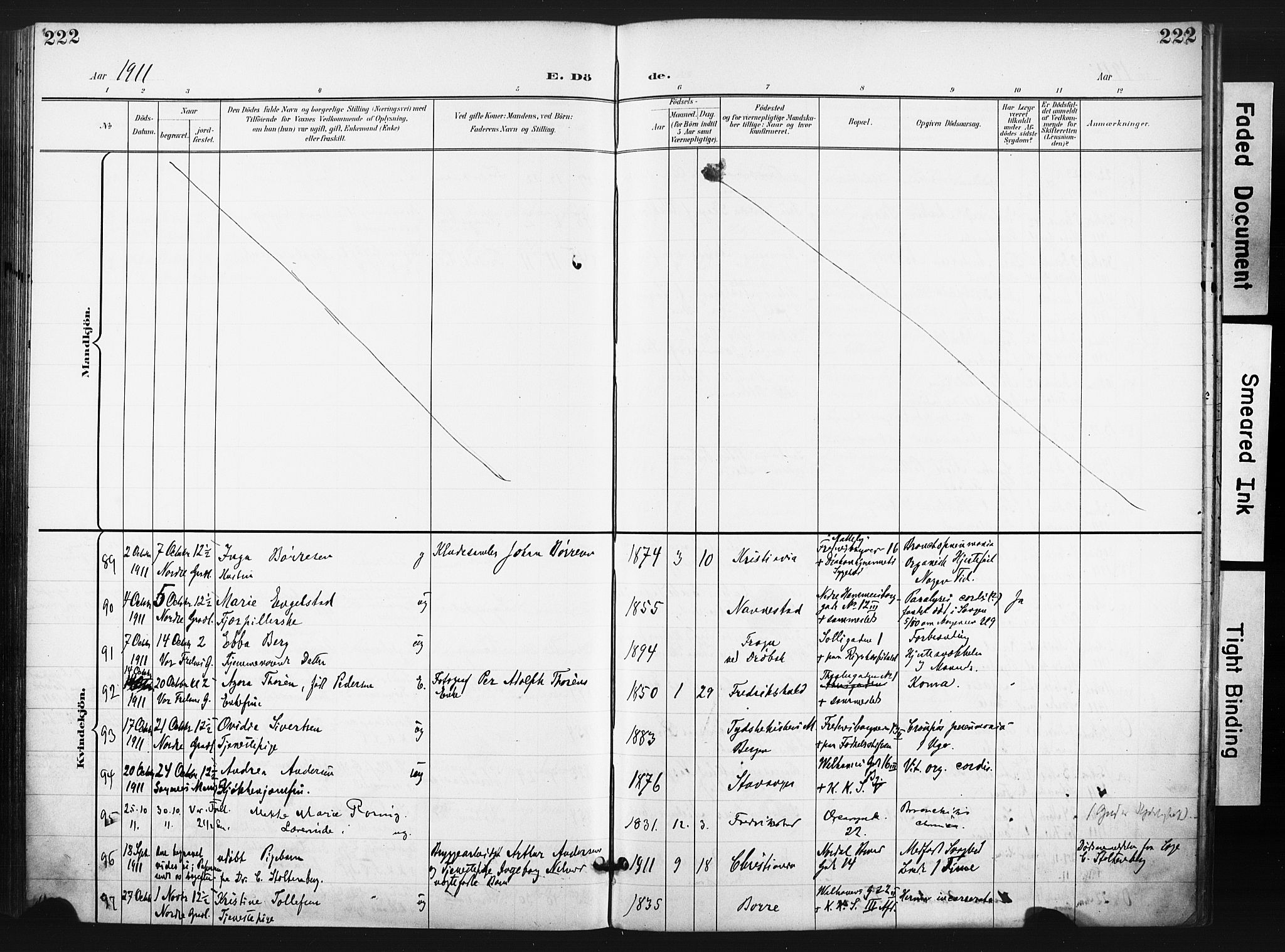 Trefoldighet prestekontor Kirkebøker, AV/SAO-A-10882/F/Fd/L0004: Parish register (official) no. IV 4, 1897-1912, p. 222