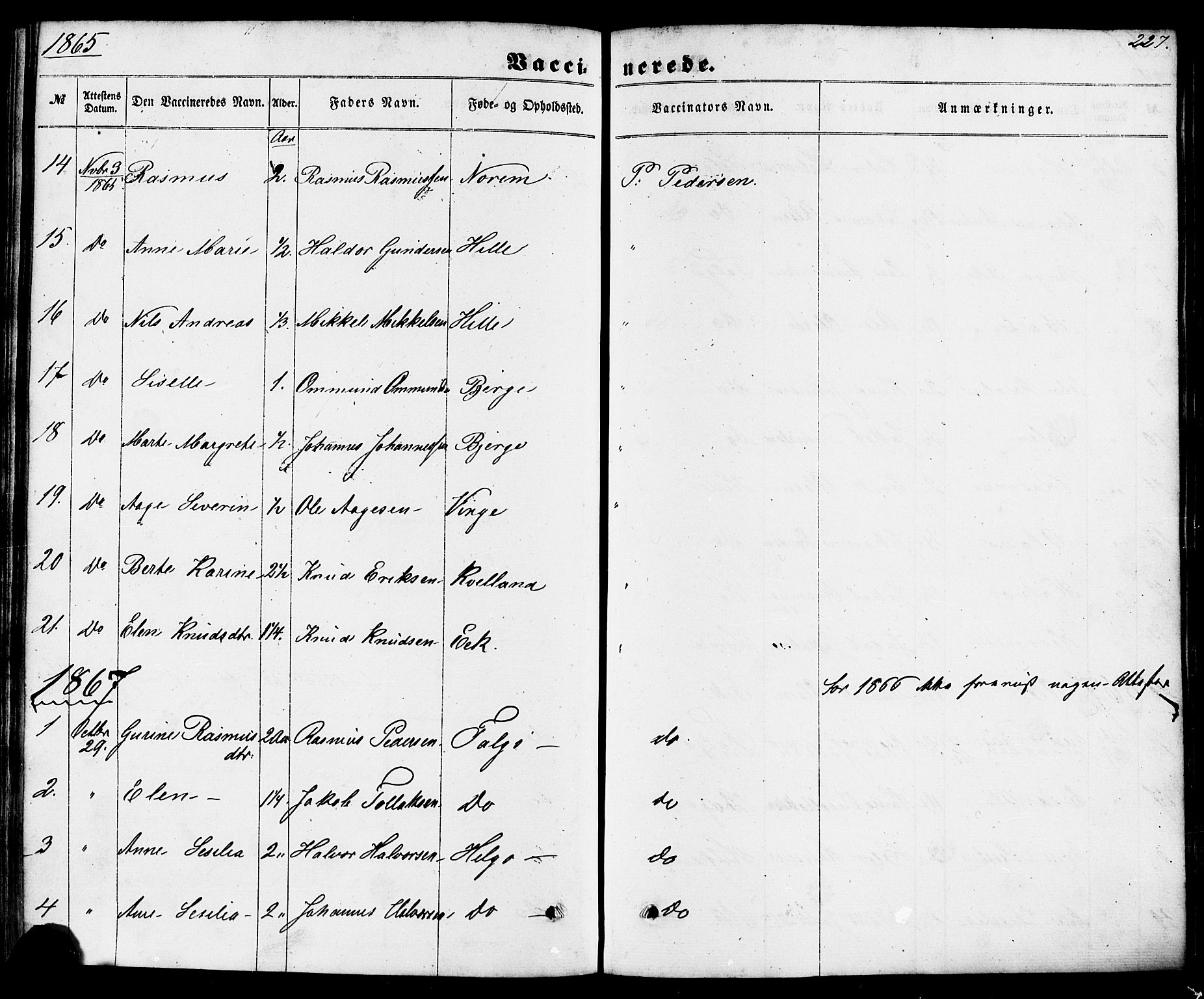 Nedstrand sokneprestkontor, AV/SAST-A-101841/01/IV: Parish register (official) no. A 10, 1861-1887, p. 227