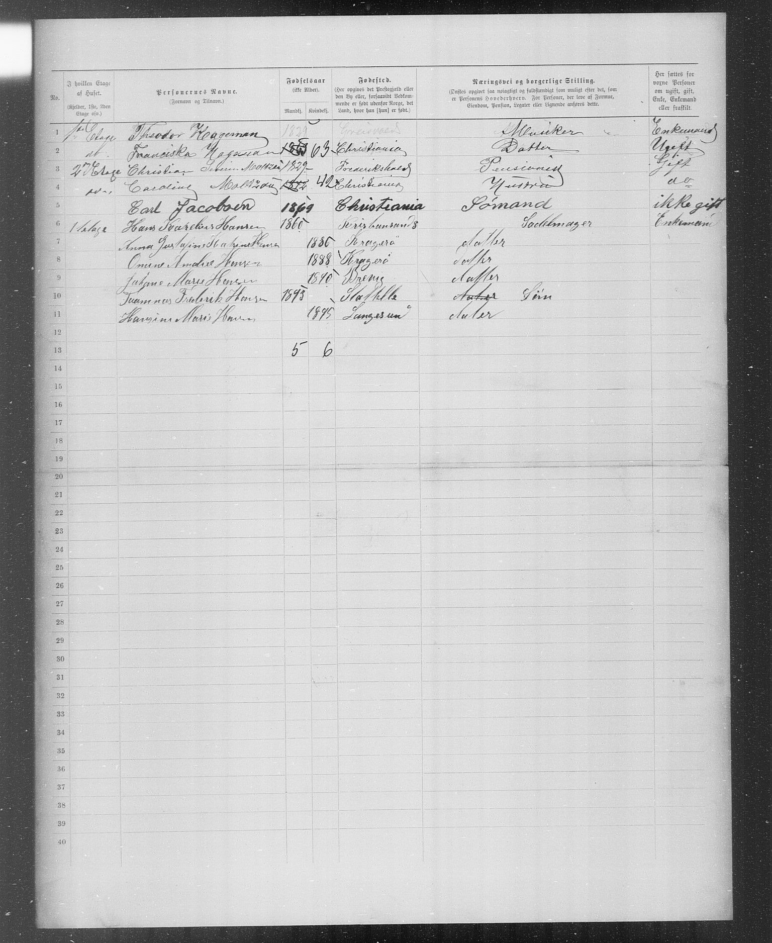 OBA, Municipal Census 1899 for Kristiania, 1899, p. 3282