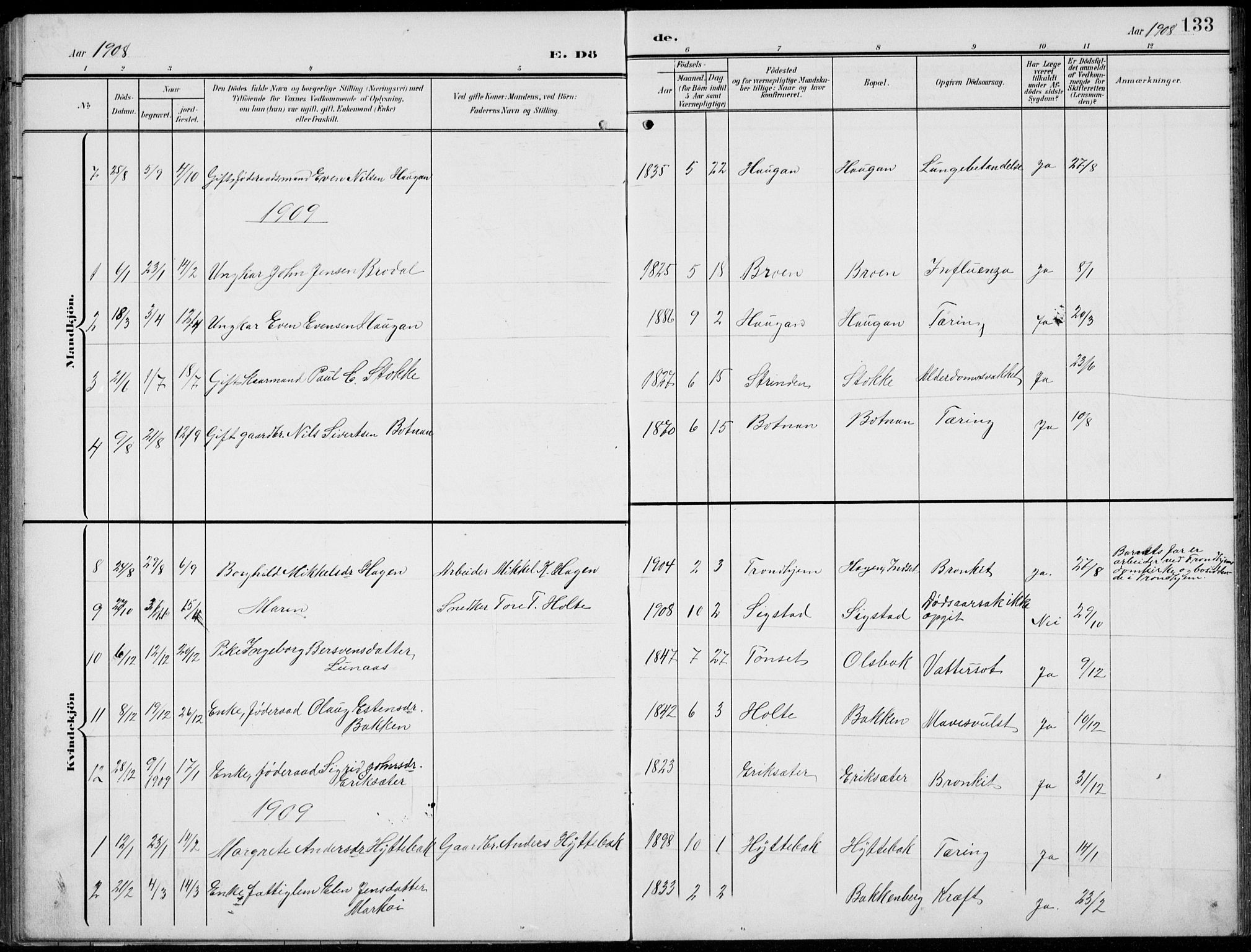 Kvikne prestekontor, AV/SAH-PREST-064/H/Ha/Hab/L0004: Parish register (copy) no. 4, 1902-1937, p. 133