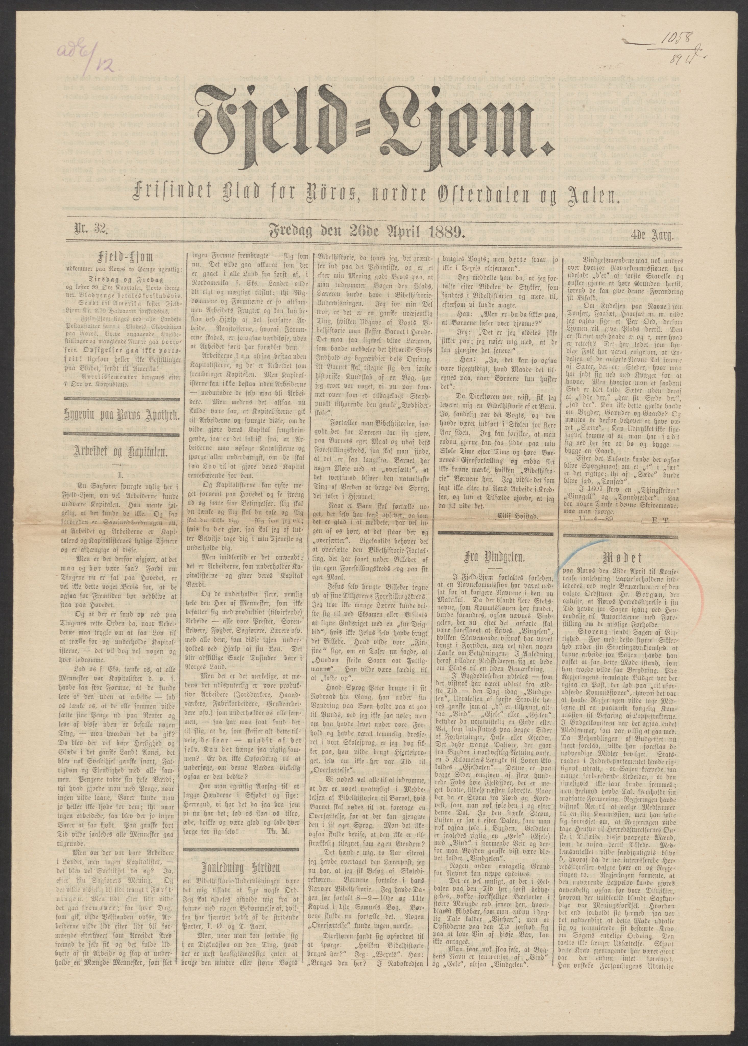 Landbruksdepartementet, Kontorer for reindrift og ferskvannsfiske, AV/RA-S-1247/2/E/Eb/L0014: Lappekommisjonen, 1885-1890, p. 524