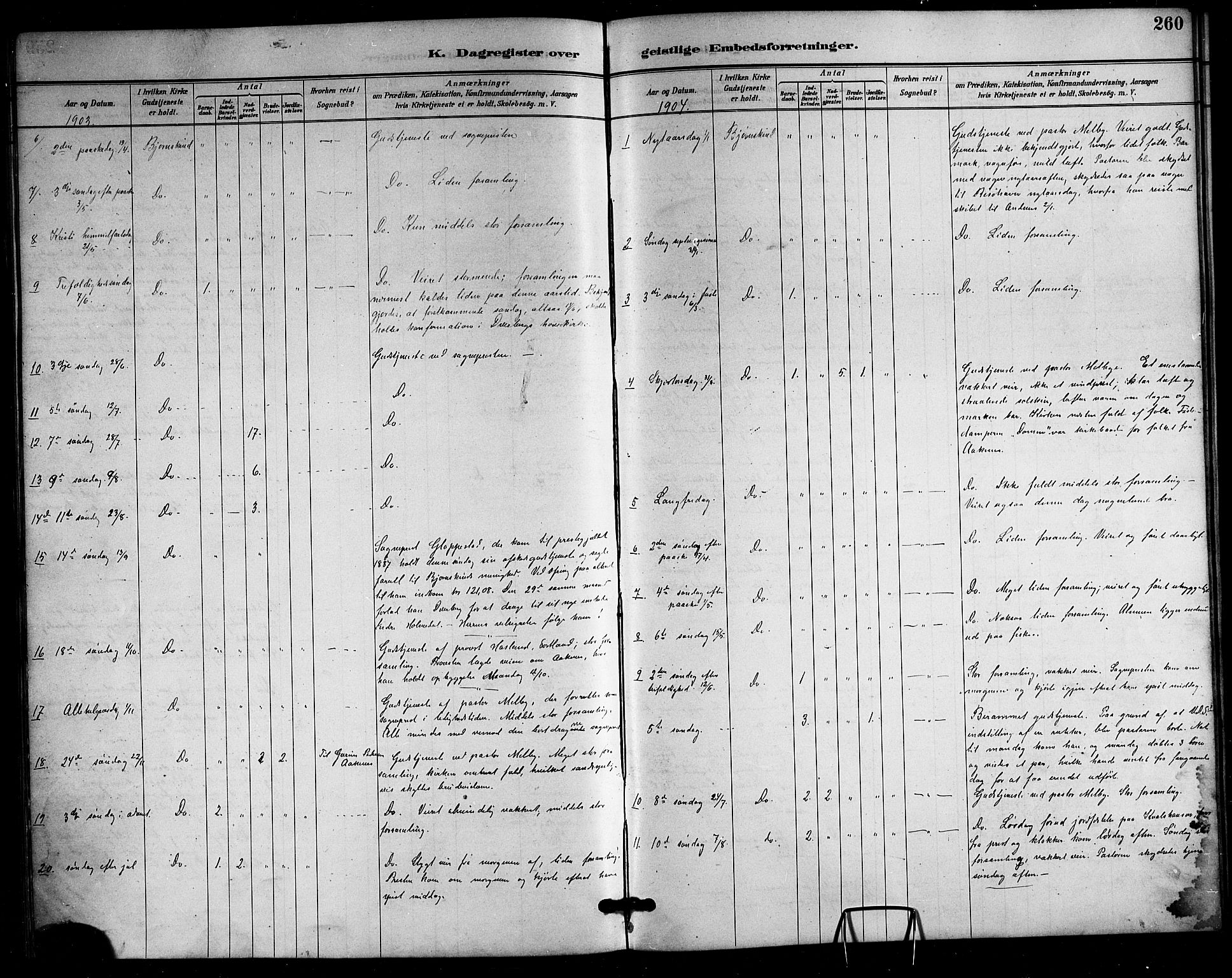 Ministerialprotokoller, klokkerbøker og fødselsregistre - Nordland, AV/SAT-A-1459/898/L1427: Parish register (copy) no. 898C02, 1887-1917, p. 260