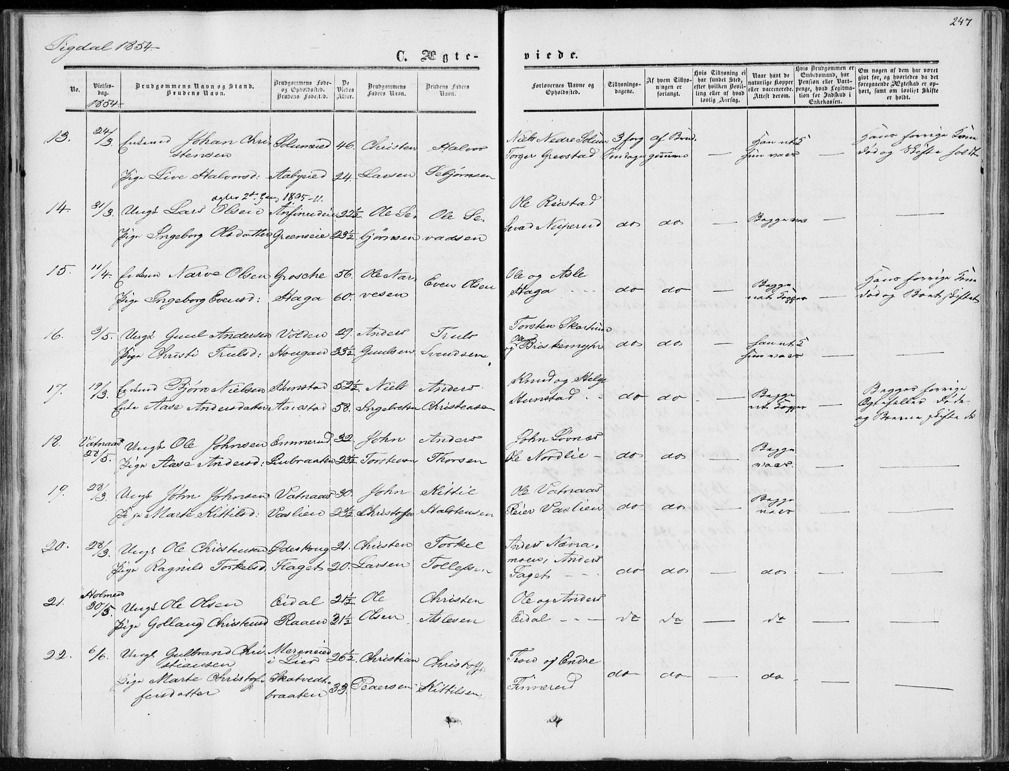 Sigdal kirkebøker, AV/SAKO-A-245/F/Fa/L0008: Parish register (official) no. I 8, 1850-1859, p. 247