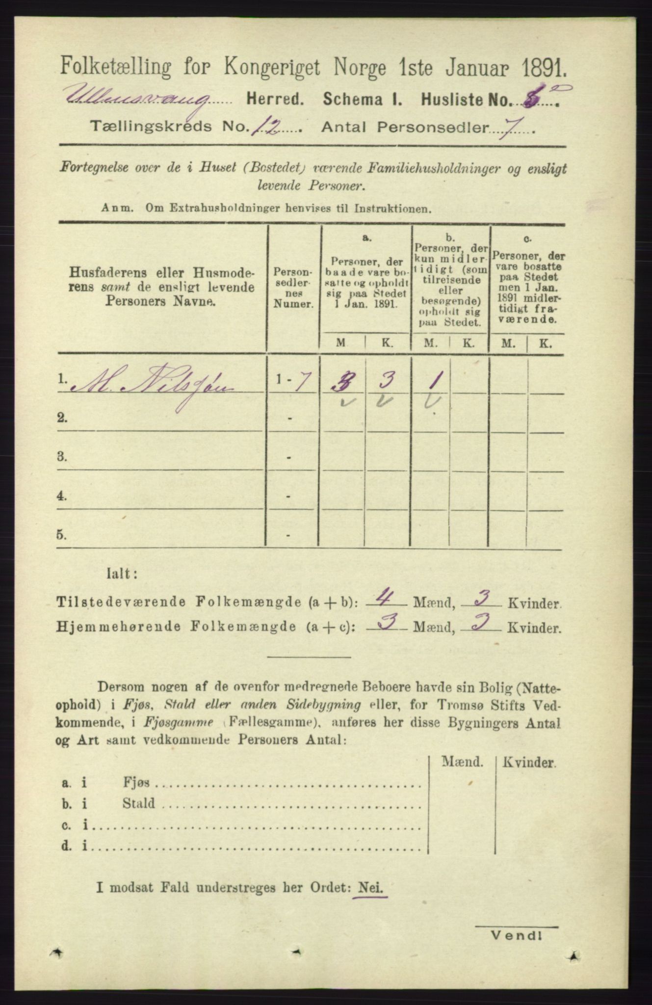 RA, 1891 census for 1230 Ullensvang, 1891, p. 4600