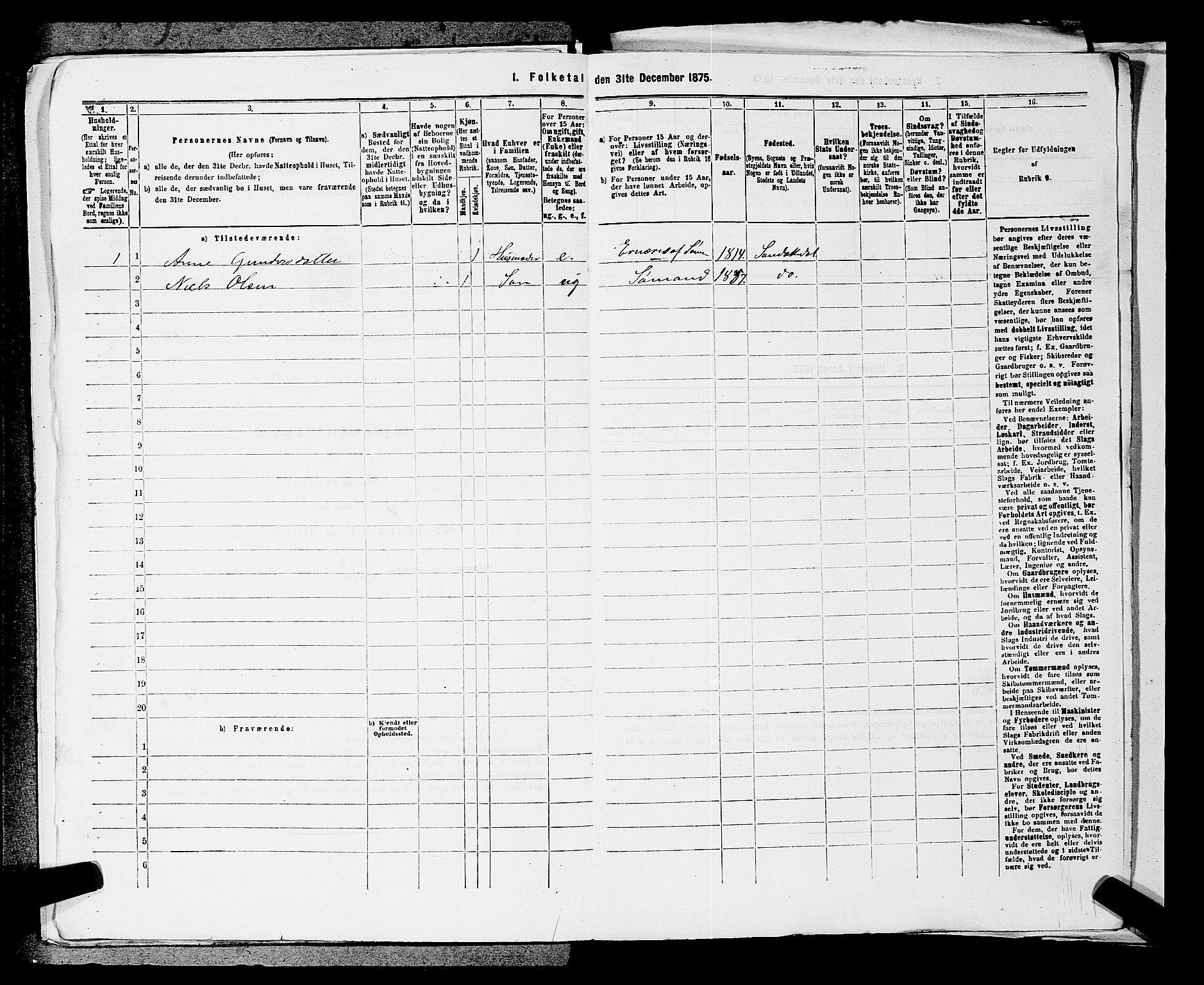 SAKO, 1875 census for 0816P Sannidal, 1875, p. 1691