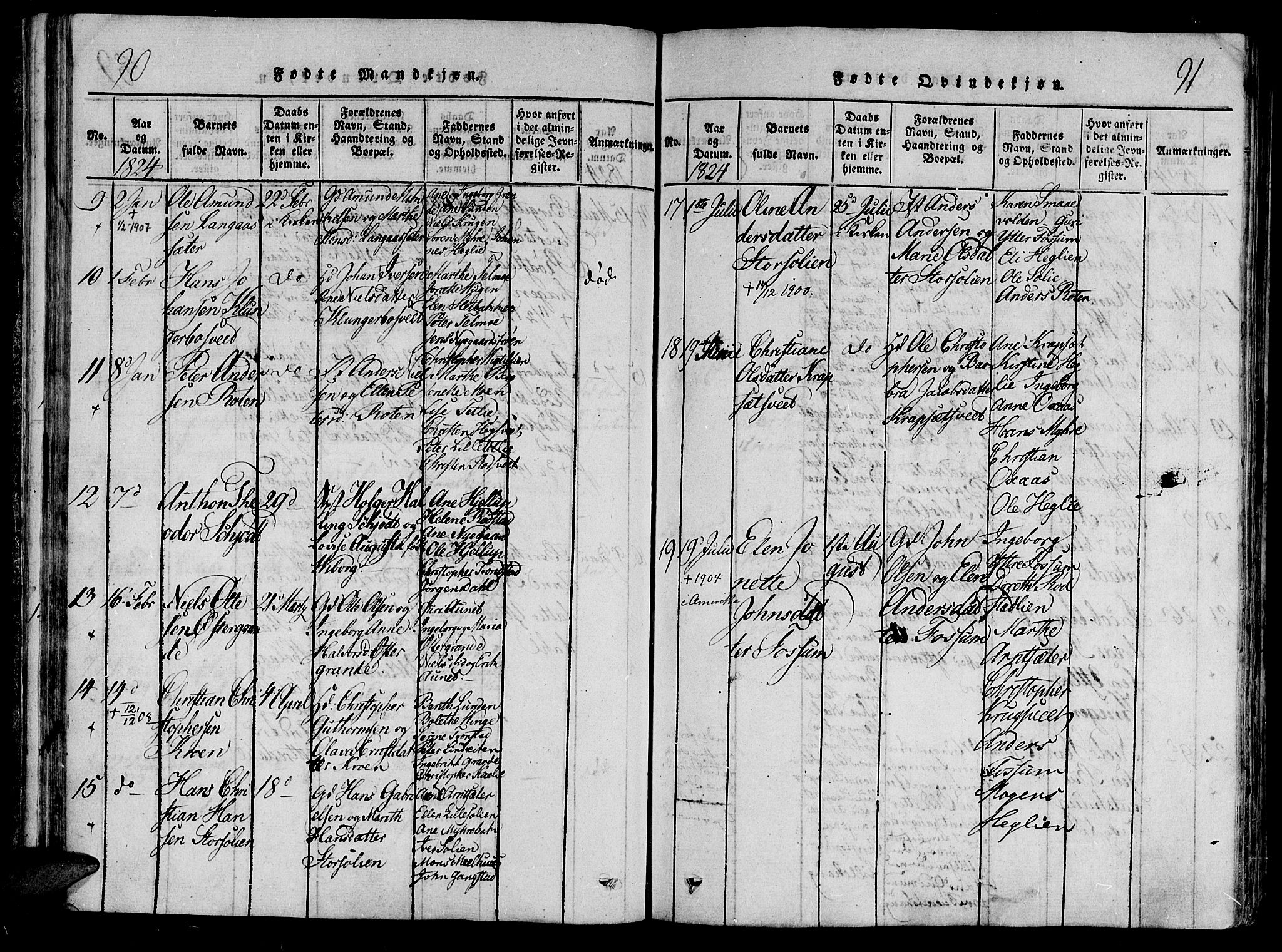 Ministerialprotokoller, klokkerbøker og fødselsregistre - Nord-Trøndelag, AV/SAT-A-1458/701/L0005: Parish register (official) no. 701A05 /1, 1816-1825, p. 90-91