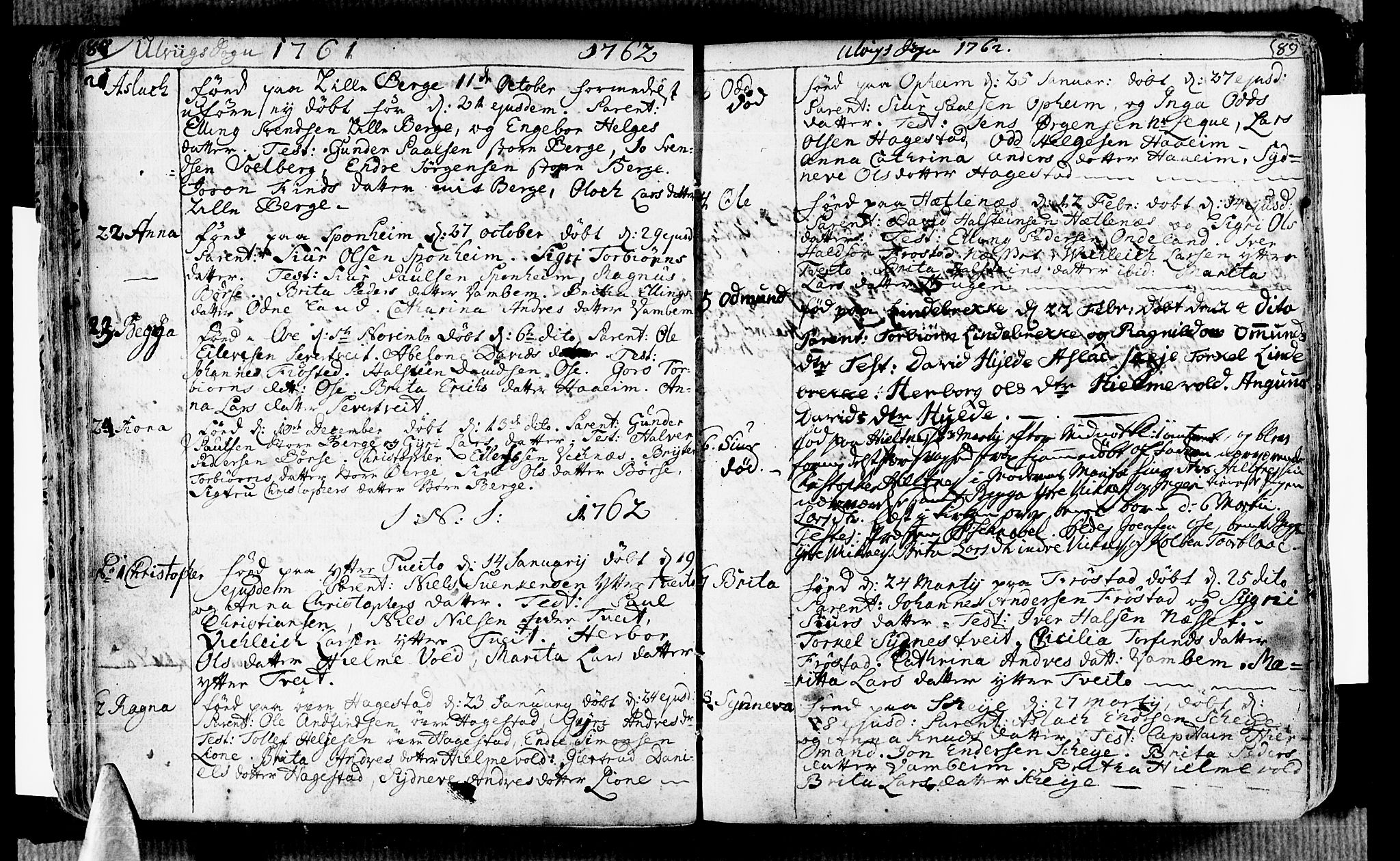 Ulvik sokneprestembete, AV/SAB-A-78801/H/Haa: Parish register (official) no. A 7, 1761-1792, p. 88-89