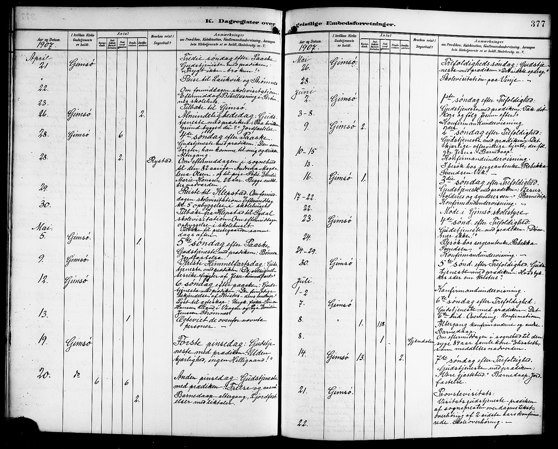 Ministerialprotokoller, klokkerbøker og fødselsregistre - Nordland, AV/SAT-A-1459/876/L1105: Parish register (copy) no. 876C04, 1896-1914, p. 377