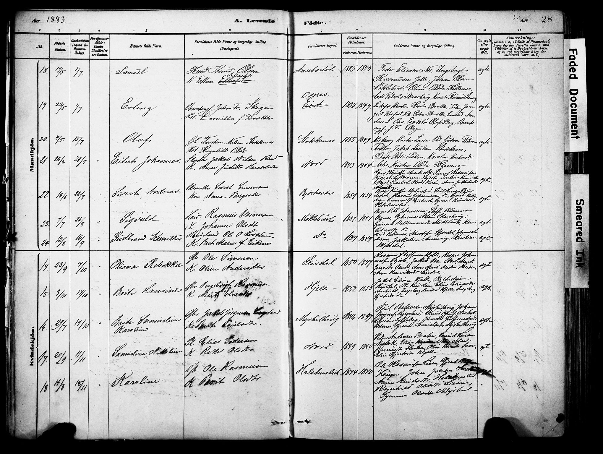 Eid sokneprestembete, AV/SAB-A-82301/H/Haa/Haab/L0001: Parish register (official) no. B 1, 1879-1906, p. 28