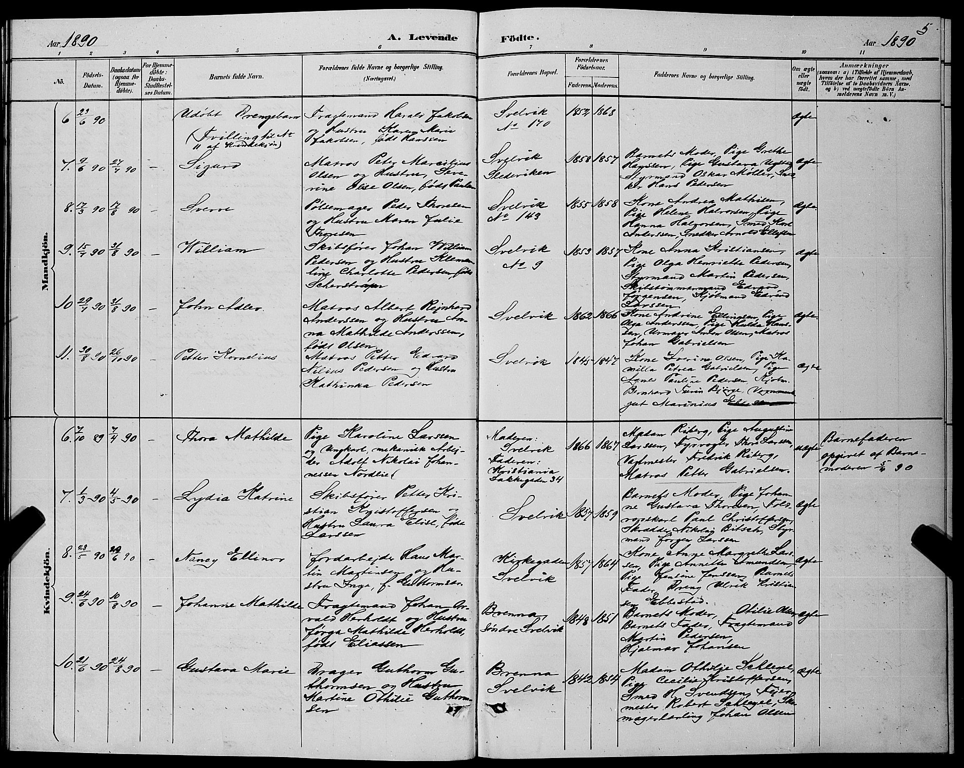 Strømm kirkebøker, AV/SAKO-A-322/G/Gb/L0001: Parish register (copy) no. II 1, 1889-1896, p. 5