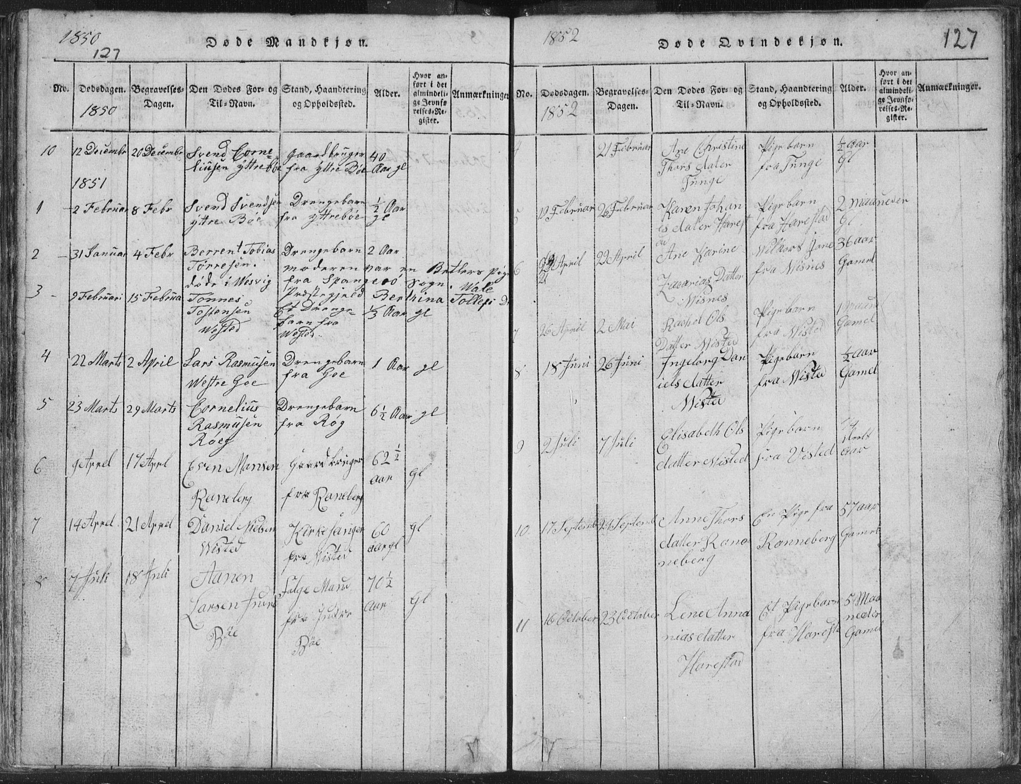 Hetland sokneprestkontor, SAST/A-101826/30/30BA/L0001: Parish register (official) no. A 1, 1816-1856, p. 127