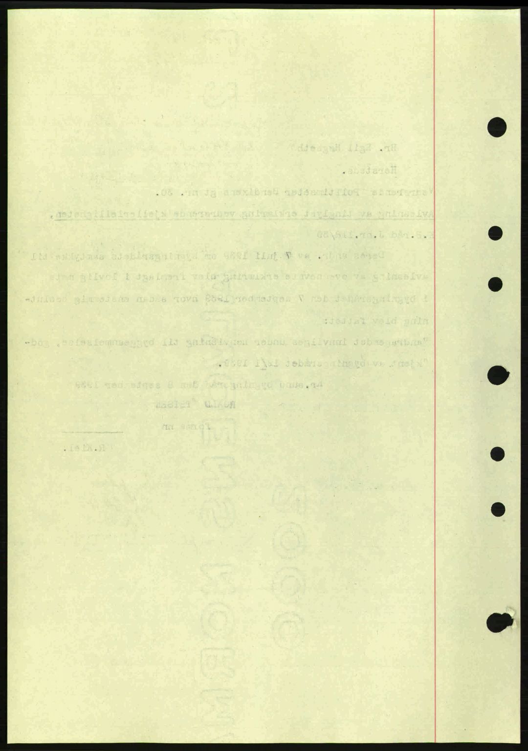Kristiansund byfogd, SAT/A-4587/A/27: Mortgage book no. 31, 1938-1939, Diary no: : 722/1939