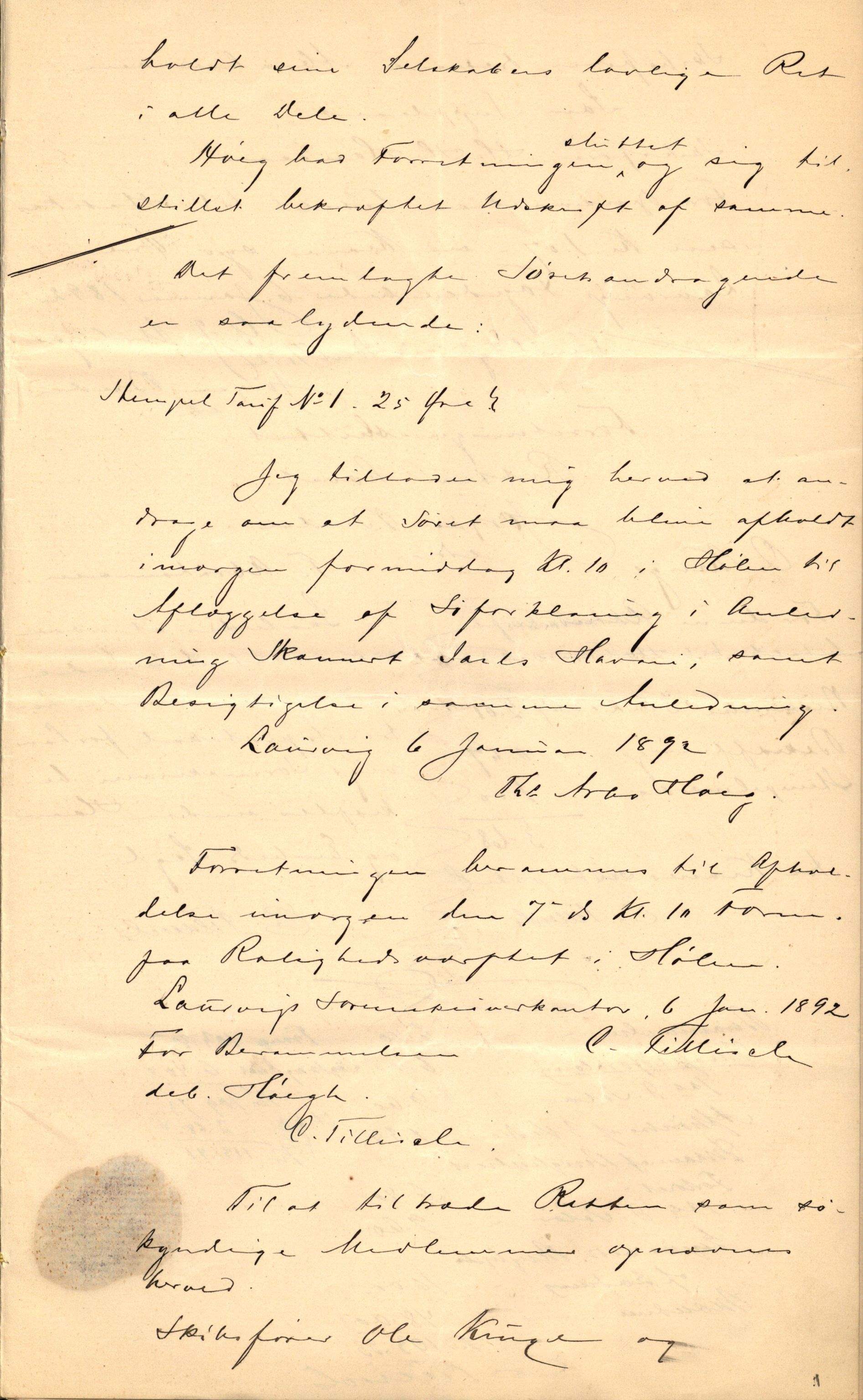 Pa 63 - Østlandske skibsassuranceforening, VEMU/A-1079/G/Ga/L0027/0002: Havaridokumenter / Jarlen, Jarl, St. Petersburg, Sir John Lawrence, Sirius, 1891, p. 65