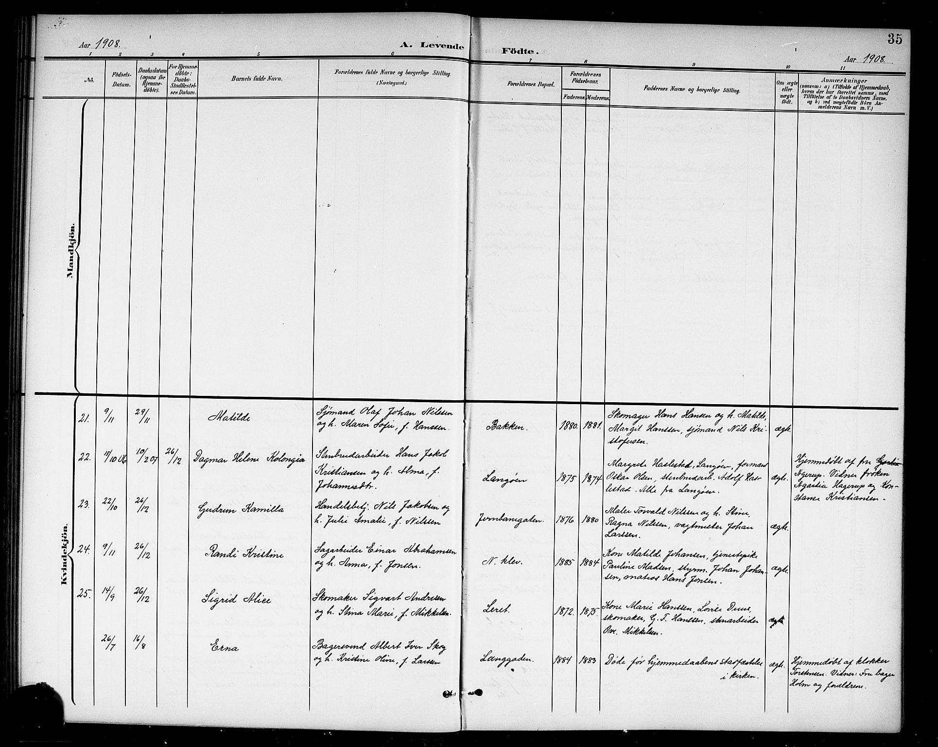 Holmestrand kirkebøker, AV/SAKO-A-346/G/Ga/L0006: Parish register (copy) no. 6, 1901-1923, p. 35