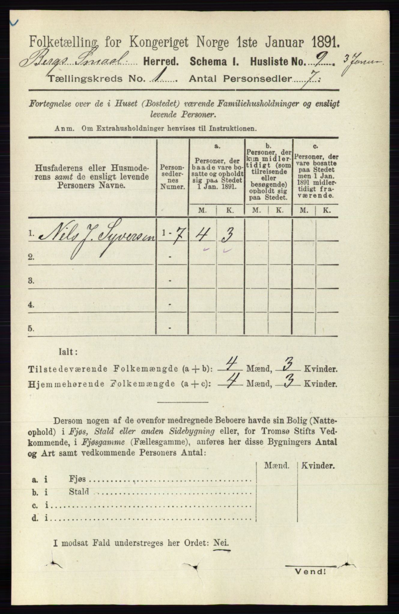 RA, 1891 census for 0116 Berg, 1891, p. 36